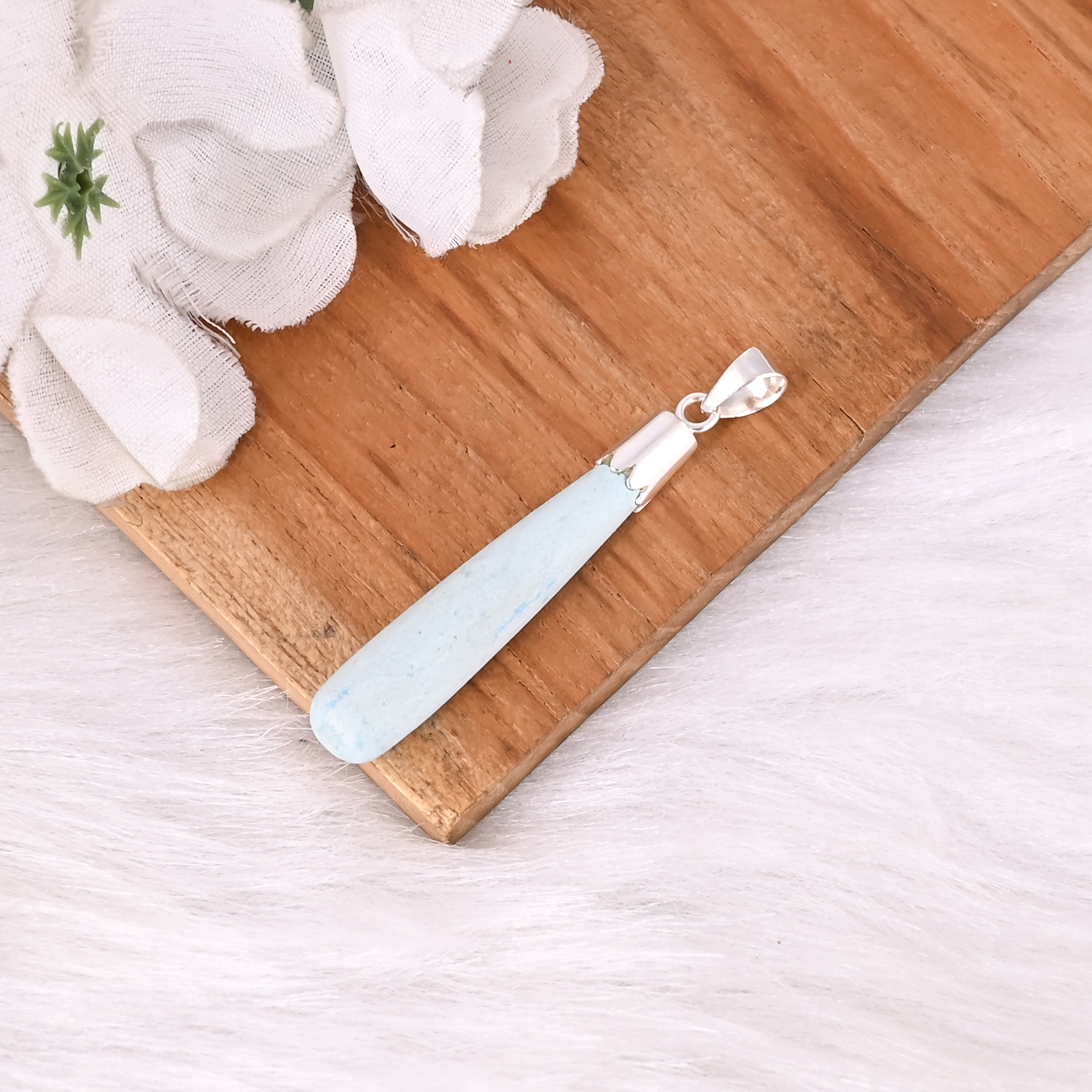 Synthetic Turquoise Teardrop Classic Boho Pendant 925 Sterling Silver Handmade Jewelry Gemstone Pendant Wholesale Manufacturer