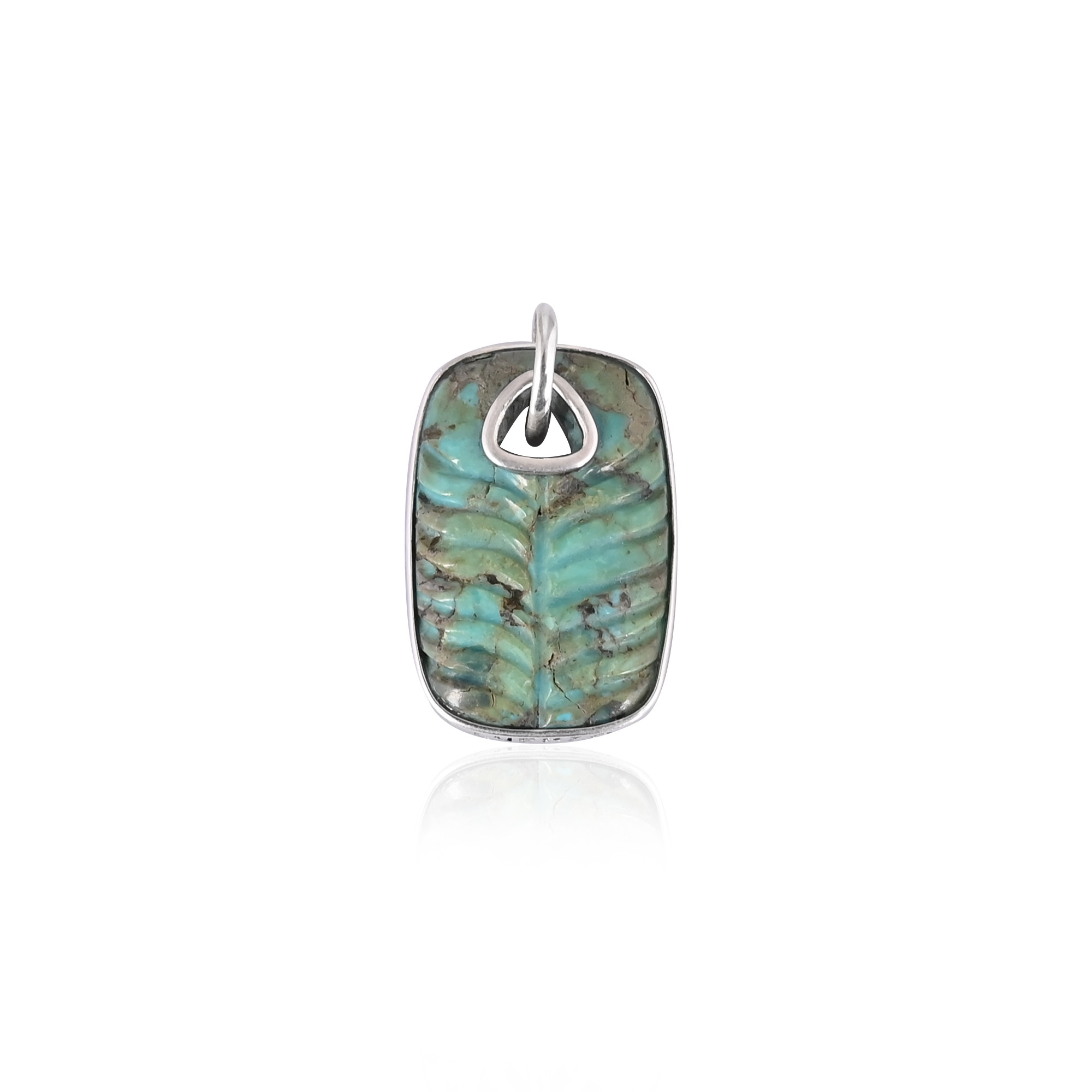 Turquoise Carving Gemstone 925 Sterling Silver Pendant with Silver Plated Trendy Bezel Setting Fashionable Pendant For Women