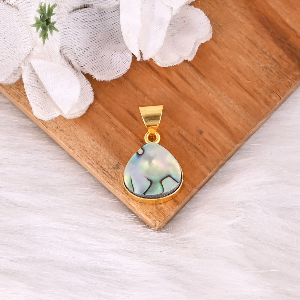 Image of Classic Minimal Natural Abalone Shell Pendant 92.5 Silver Handmade Charm Jewelry For Women