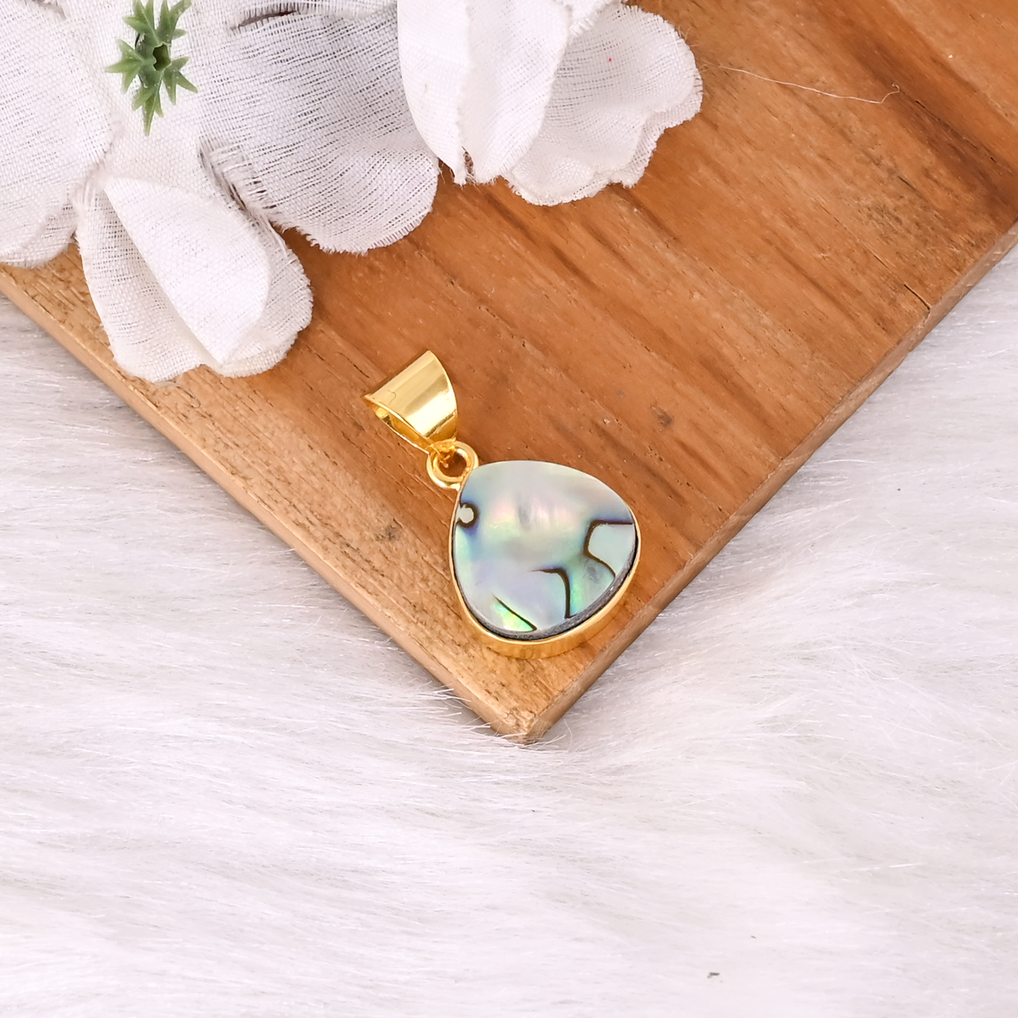 Classic Minimal Natural Abalone Shell Pendant 925 Silver Handmade Charm Jewelry For Women