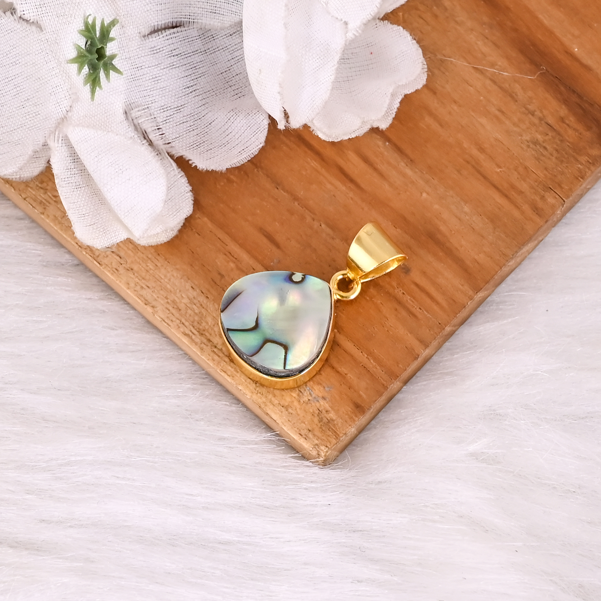 Classic Minimal Natural Abalone Shell Pendant 925 Silver Handmade Charm Jewelry For Women