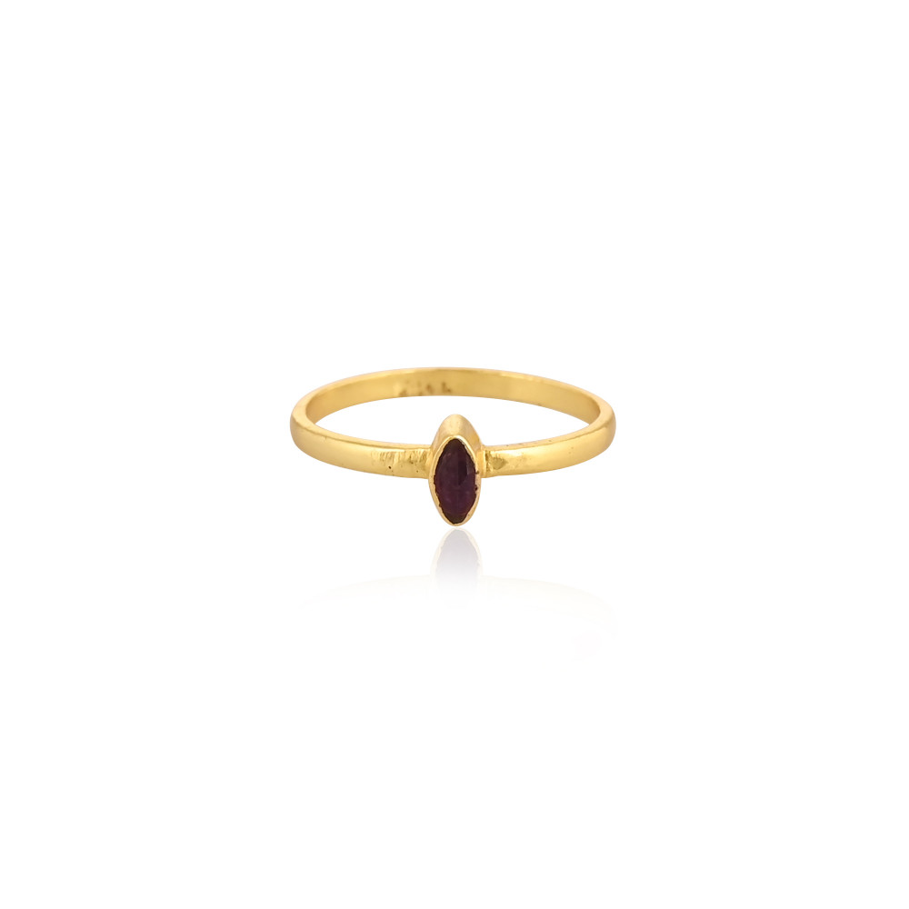 Image of Women's Ring Natural Mozambique Garnet Gemstone January Birthstone Gold Plated Stackable Ring Jewelry 925 Sterling Silver Ring (50 pcs moq)