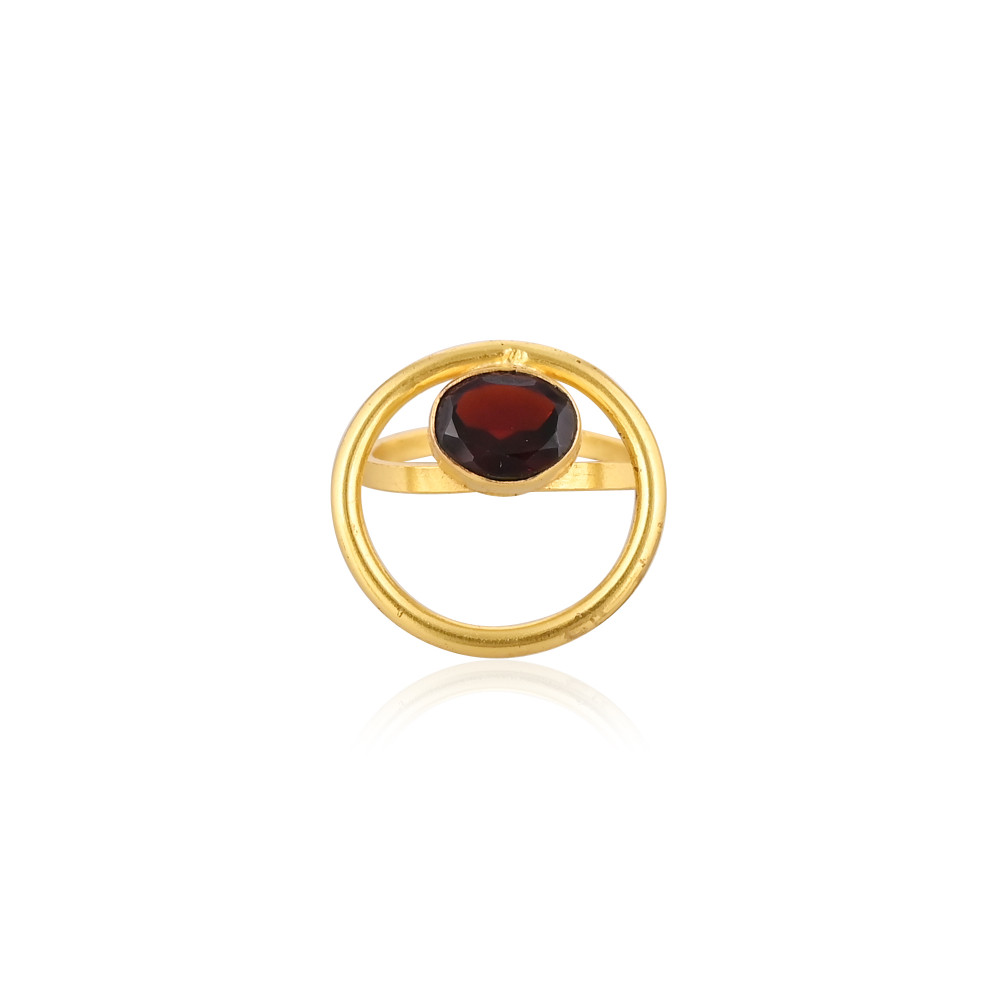 Image of Best Selling 925 Sterling Silver Adjustable Ring Mozambique Garnet Gemstone Gold Plated Jewelry Accessories Wholesale Finger Use (50 pcs moq)