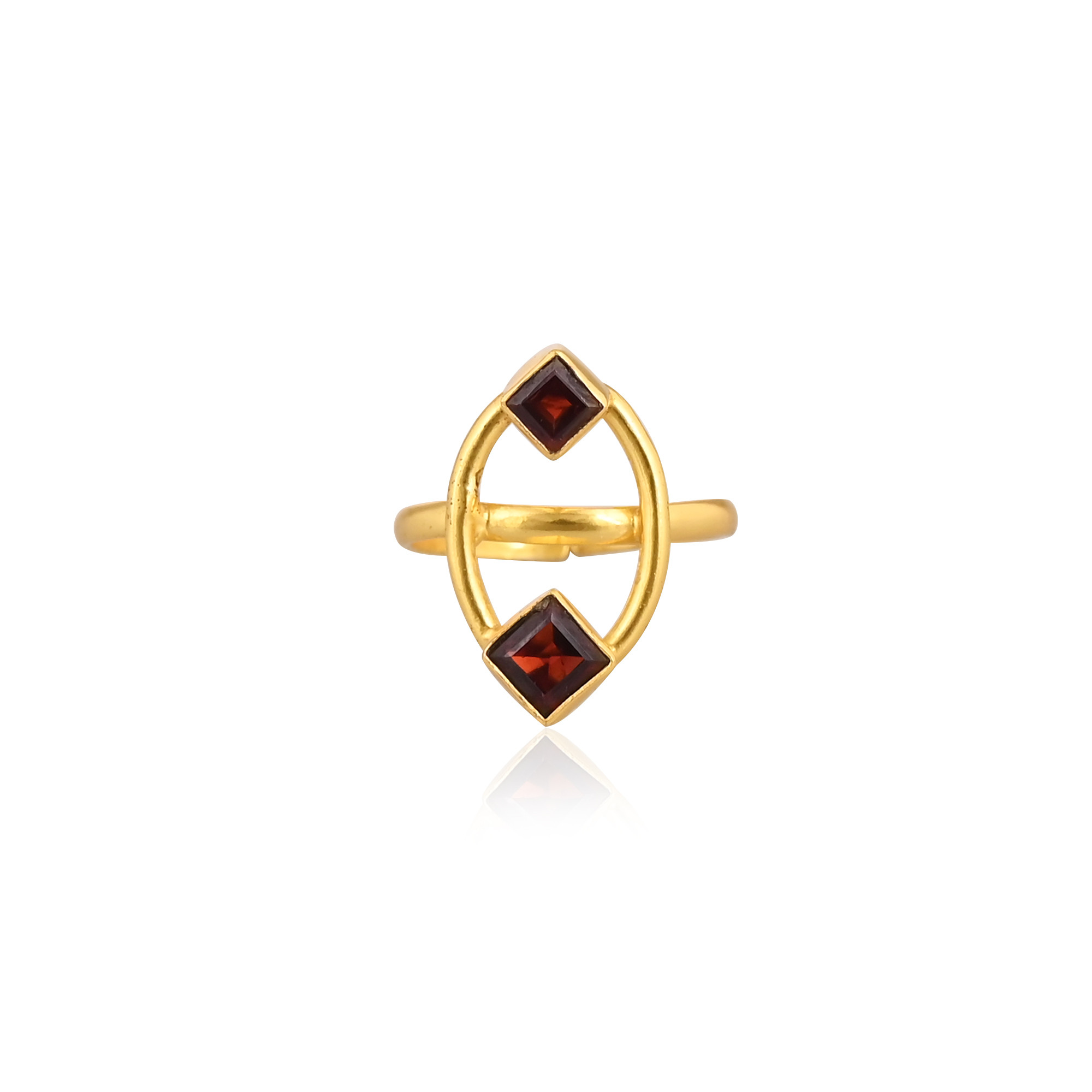 Best Selling 925 Sterling Silver Stackable Adjustable Ring Mozambique Garnet Gemstone Gold Plated Jewelry Wholesale Finger Use