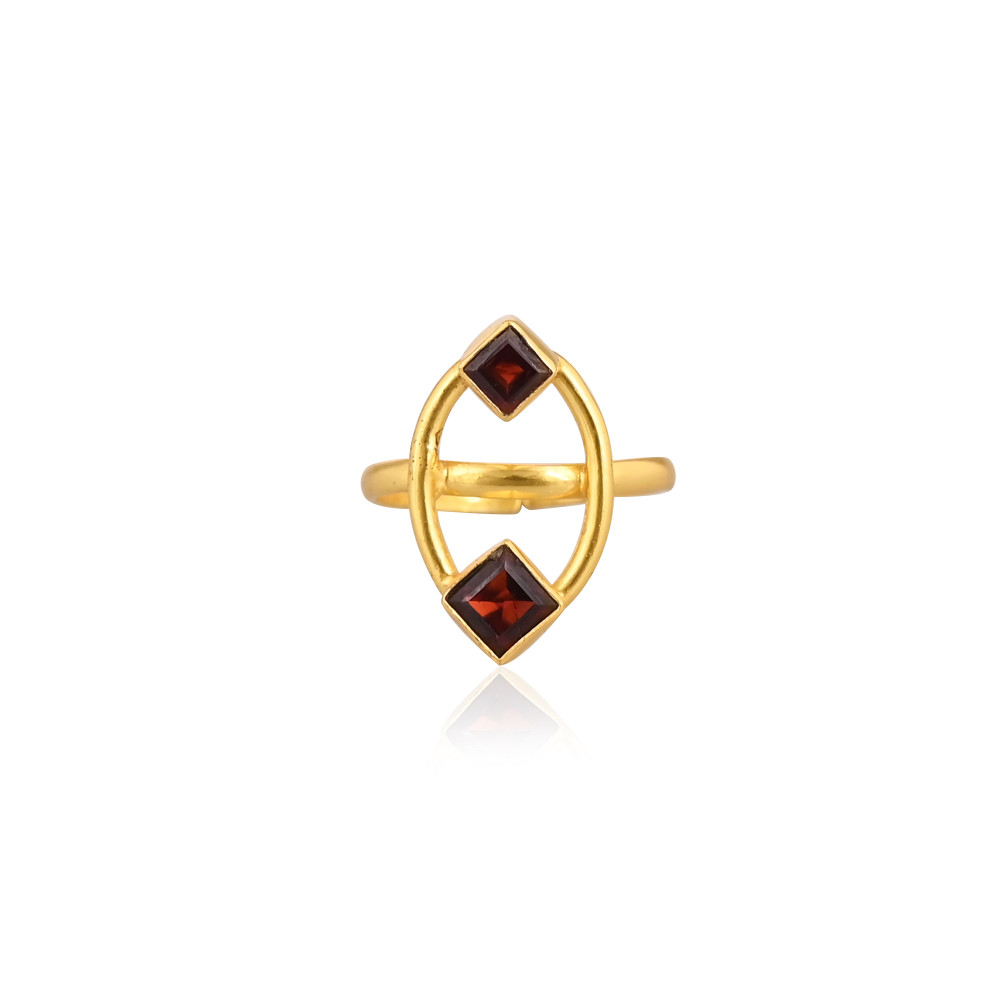 Image of Best Selling 925 Sterling Silver Stackable Adjustable Ring Mozambique Garnet Gemstone Gold Plated Jewelry Wholesale Finger Use