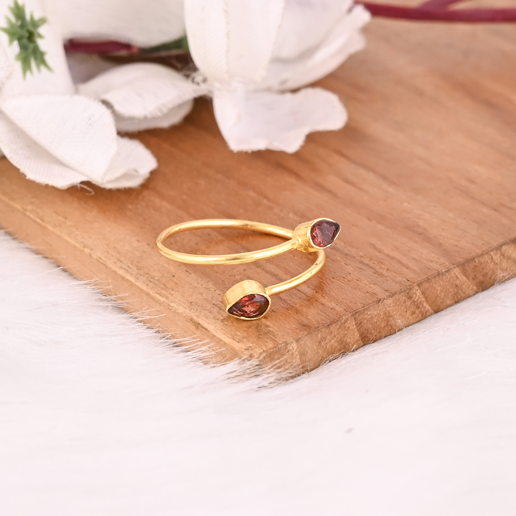 Womens Ring Natural Mozambique Garnet Gemstone January Birthstone Adjustable Stackable Ring Jewelry 925 Sterling Silver Ring