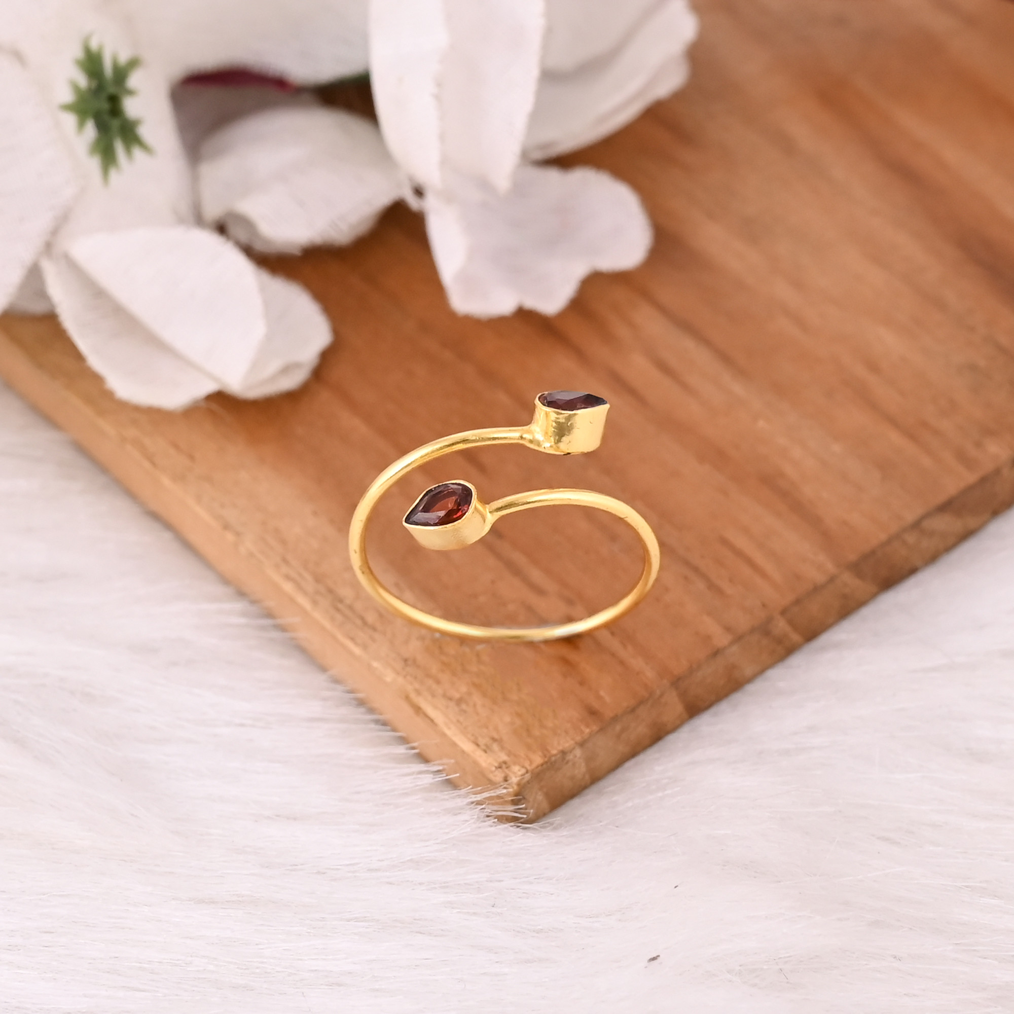 Womens Ring Natural Mozambique Garnet Gemstone January Birthstone Adjustable Stackable Ring Jewelry 925 Sterling Silver Ring