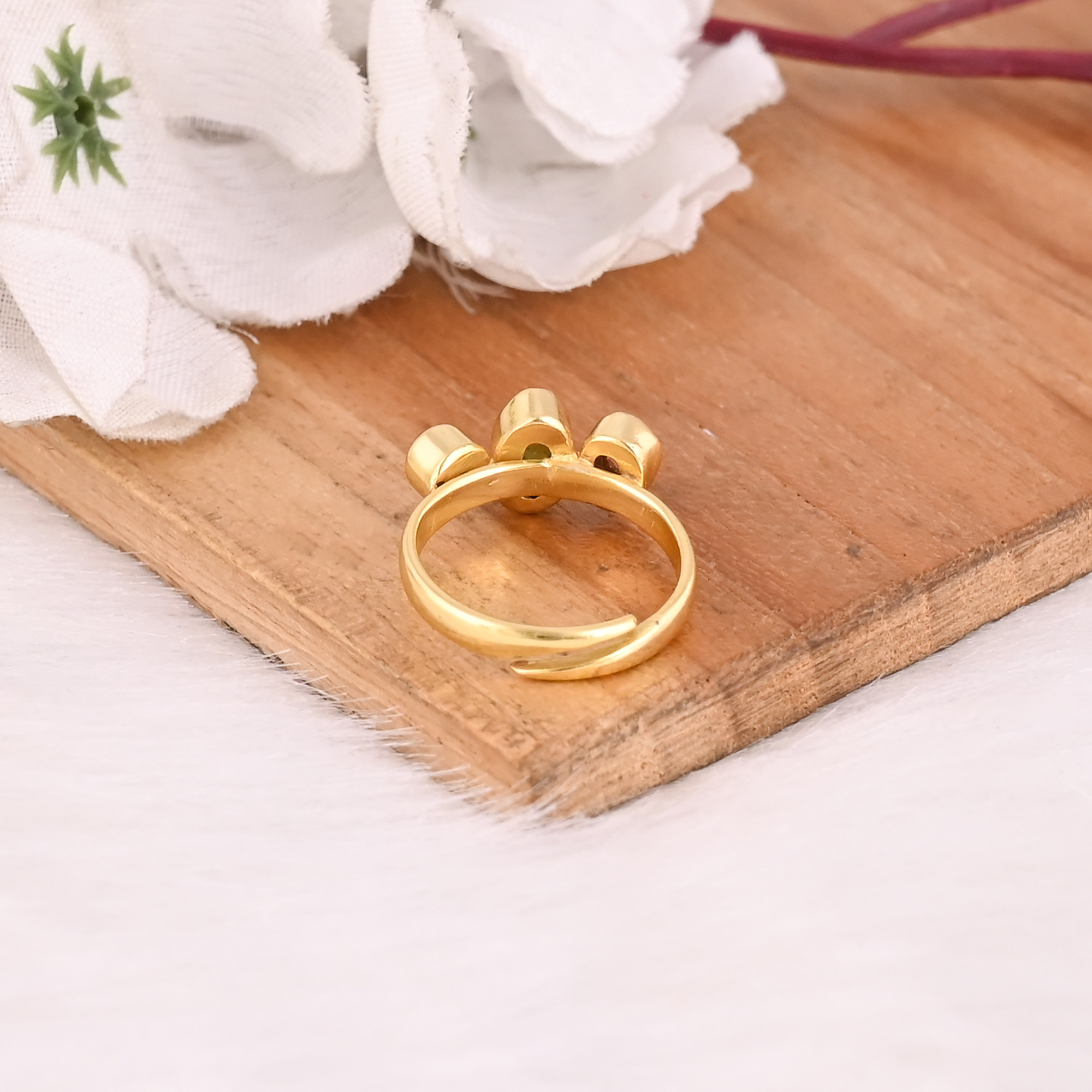 Natural Tourmaline Gemstone Gold Plated Ring 925 Sterling Silver Adjustable Ring Classic Fashionable Ring For Wedding