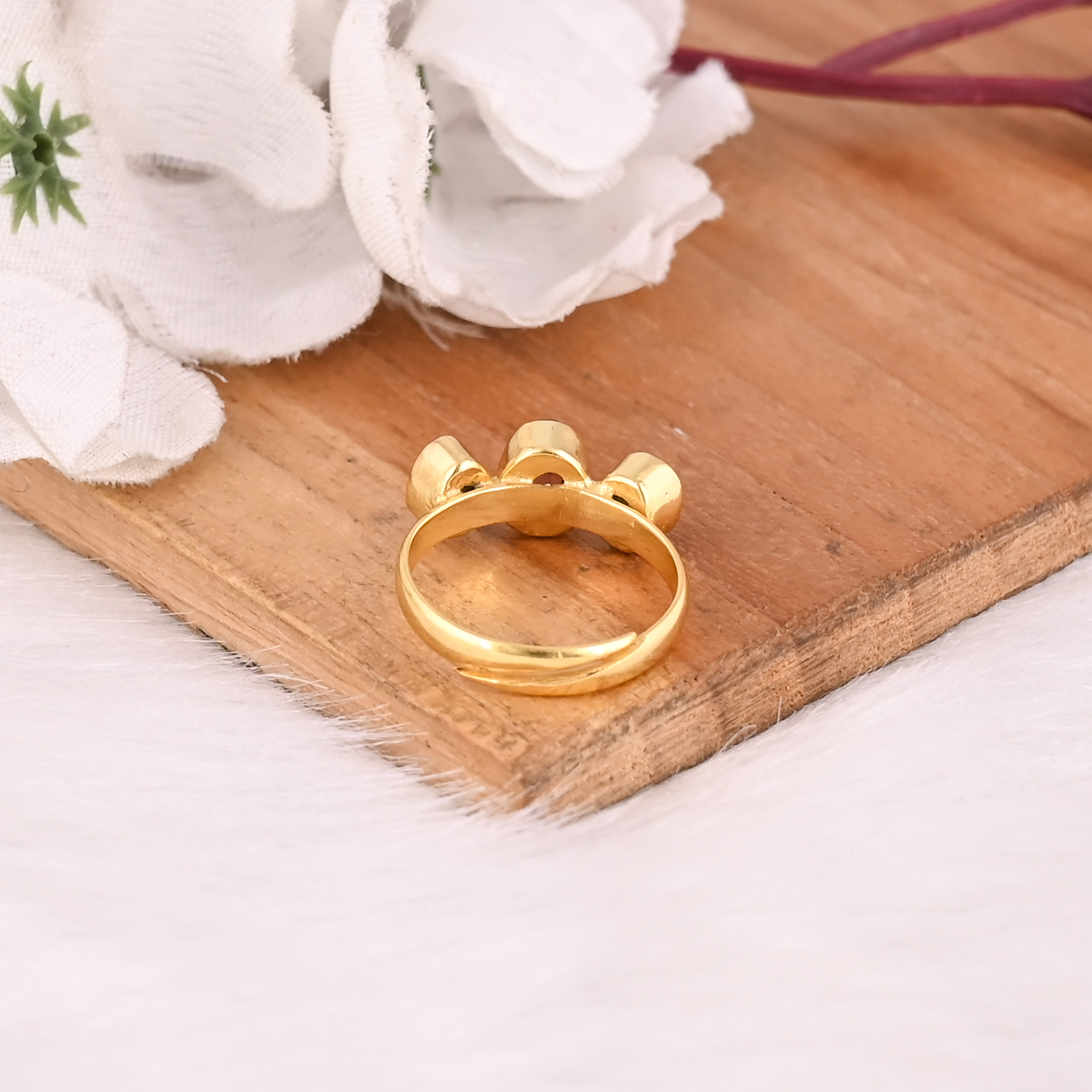 Wholesale 925 Sterling Silver Fine Jewelry Classic Style Gold Plated Tourmaline Stone Ring with Natural Gemstone Adjustable Ring