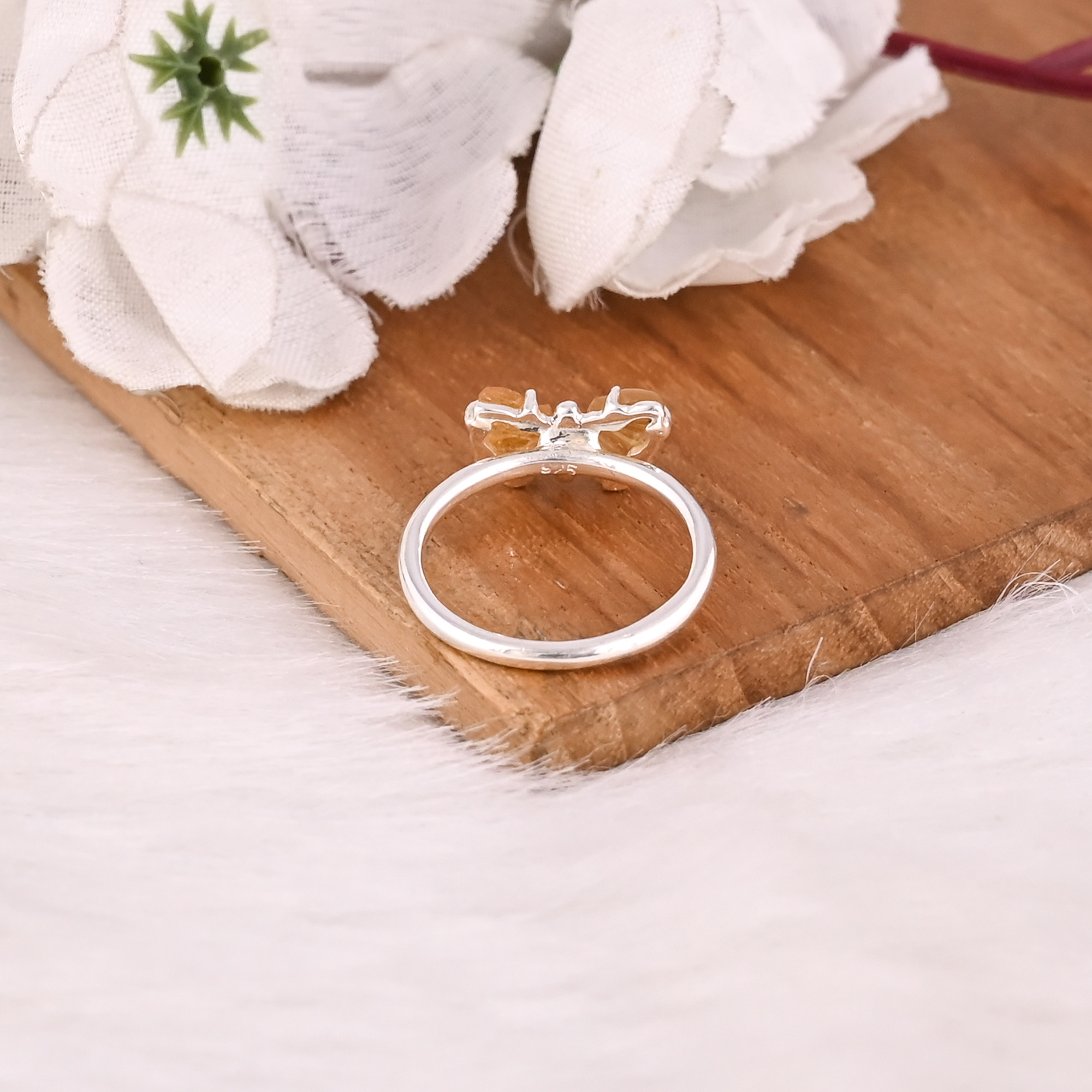 925 Sterling Silver Natural Bio Color Tourmaline Carving Gemstone Handmade Designer Butterfly Ring Stackable Ring Unique Ring