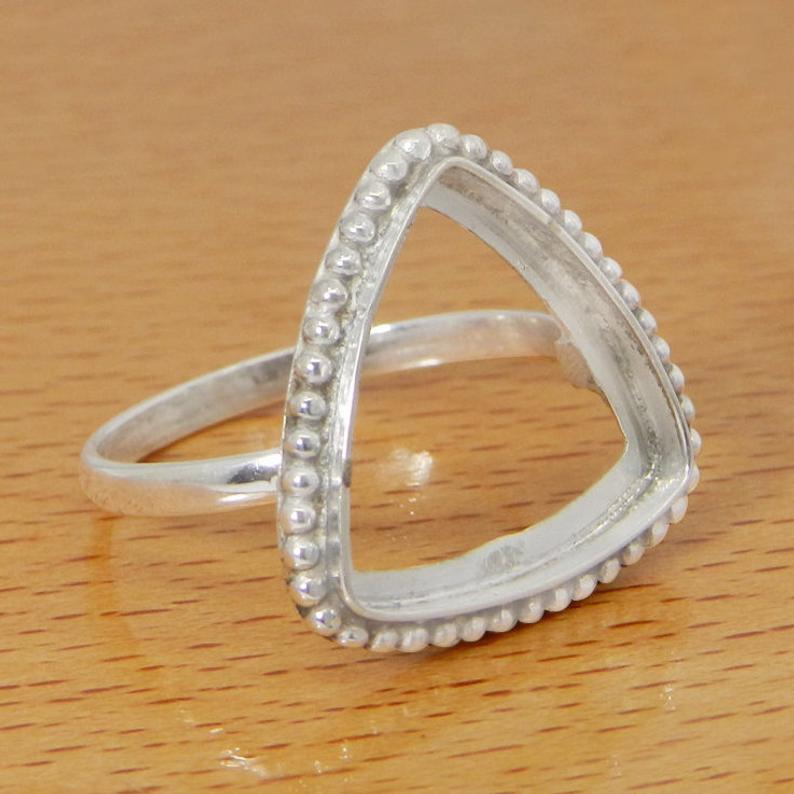Solid 925 Sterling Silver Collet 3mm to 25mm trillion Gemstone Bezel Cup For Ring Making Designer Metal Casting For Ring Setting Collet