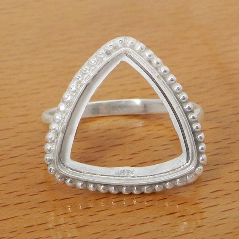 Solid 925 Sterling Silver Collet 3mm to 25mm trillion Gemstone Bezel Cup For Ring Making Designer Metal Casting For Ring Setting Collet