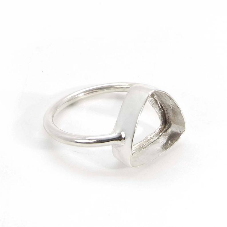 Solid 925 Sterling Silver Collet 4mm to 20mm Trillion Gemstone Bezel Cup For Ring Making Metal Casting For Ring Setting Collet