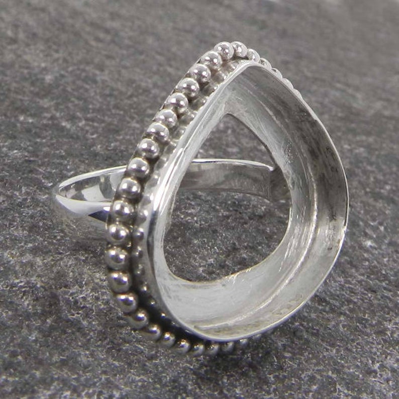 Solid 925 sterling Silver Ring Collet 4mm To 20mm Heart Shape Gemstone Designer Cup For Ring Making Metal Casting For Ring Setting