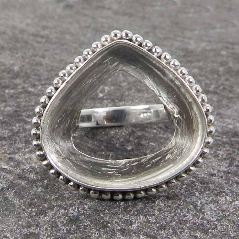 Solid 925 sterling Silver Ring Collet 4mm To 20mm Heart Shape Gemstone Designer Cup For Ring Making Metal Casting For Ring Setting