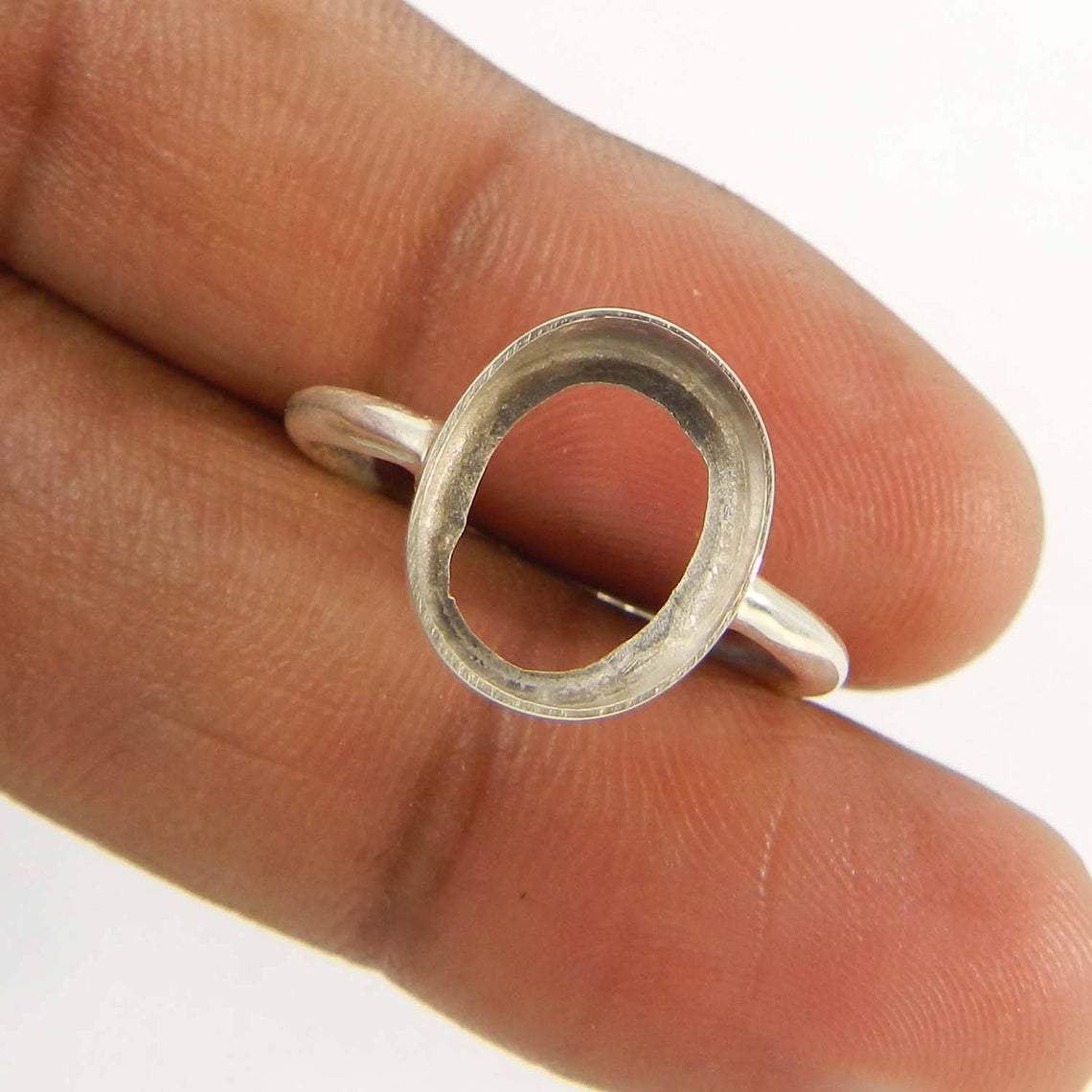 Solid 925 Sterling Silver Ring Collet 6x4mm to 18x13mm Oval Gemstone Bezel Cup For Ring Making Metal Casting For Plain Ring Setting