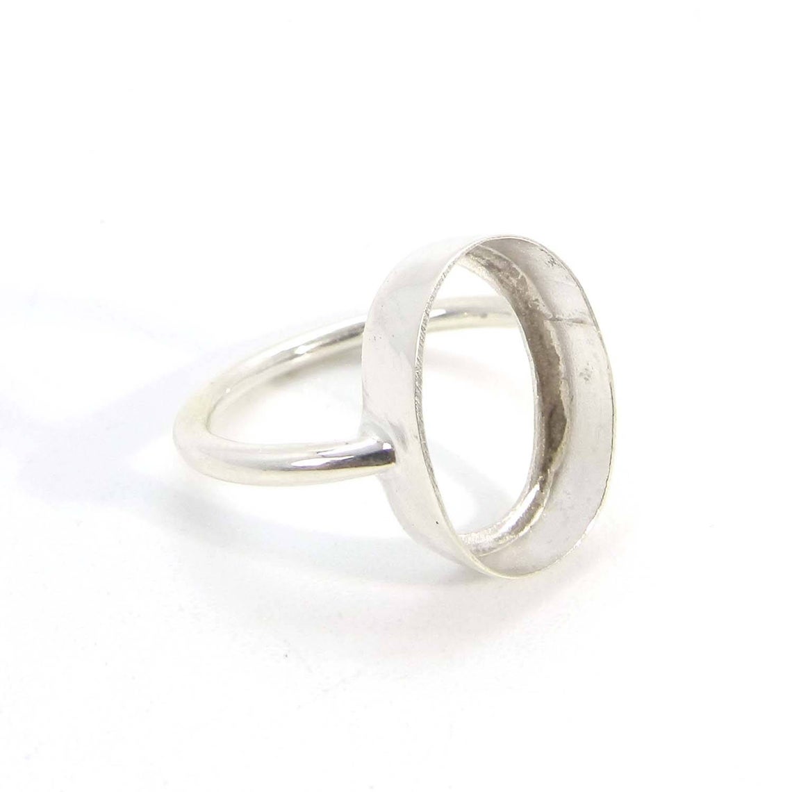 Solid 925 Sterling Silver Ring Collet 6x4mm to 18x13mm Oval Gemstone Bezel Cup For Ring Making Metal Casting For Plain Ring Setting