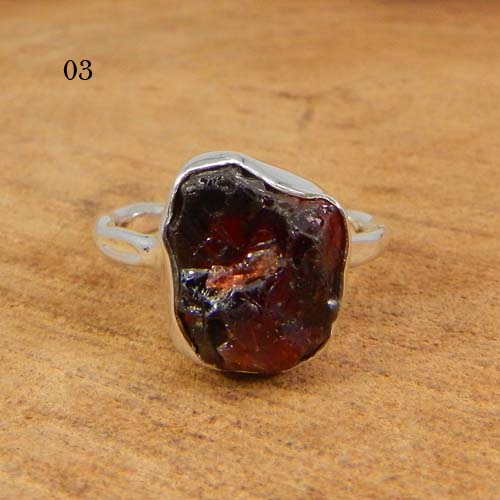 Solid 925 Sterling Silver Ring Natural Rough Garnet Gemstone Ring Tiny Band Ring Women Statement Ring Birthday Gift Ring