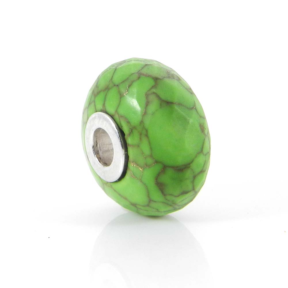 Syn Blue Mojave Turquoise big hole gemstone silver core beads for Jewelry