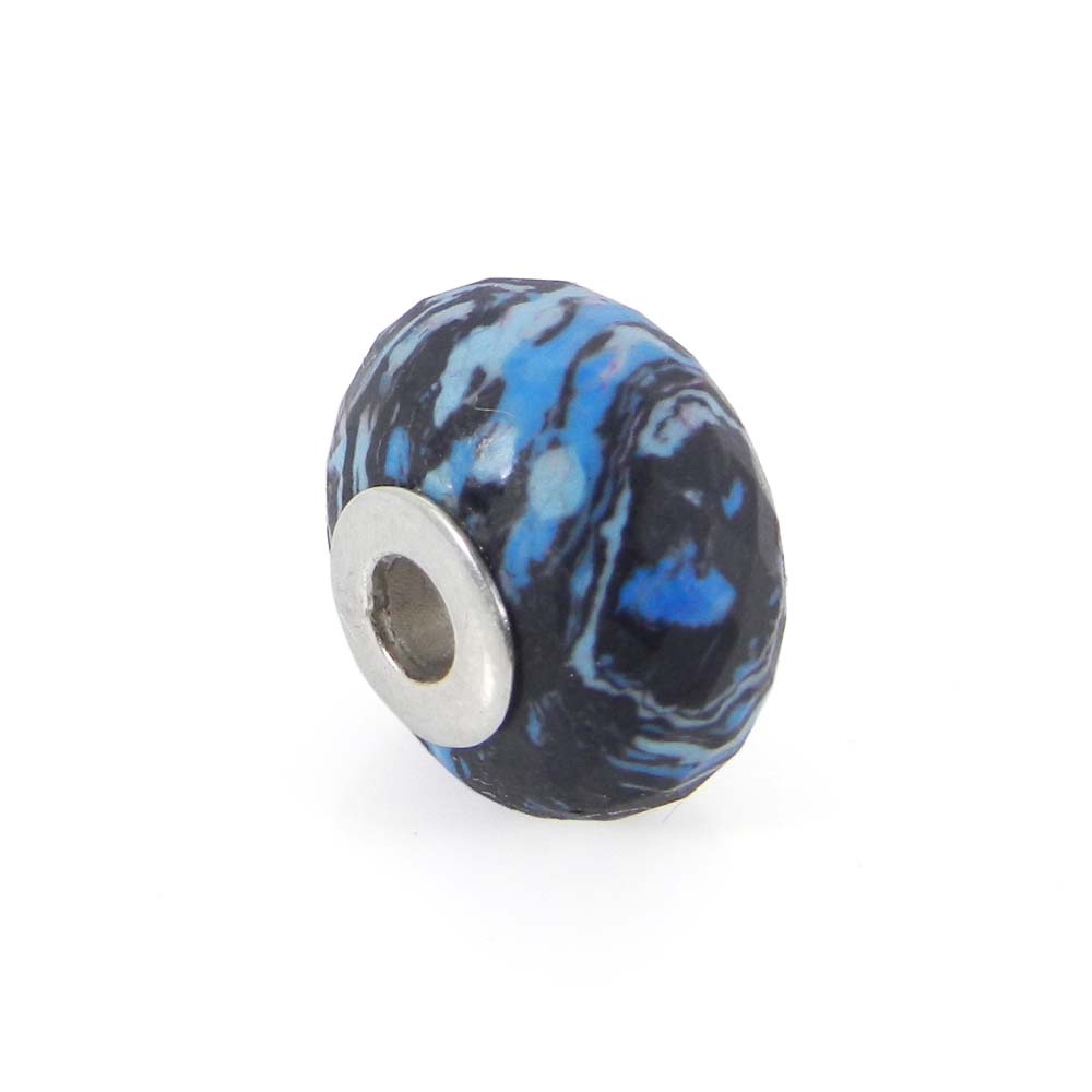 Syn Blue Mojave Turquoise big hole gemstone silver core beads for Jewelry