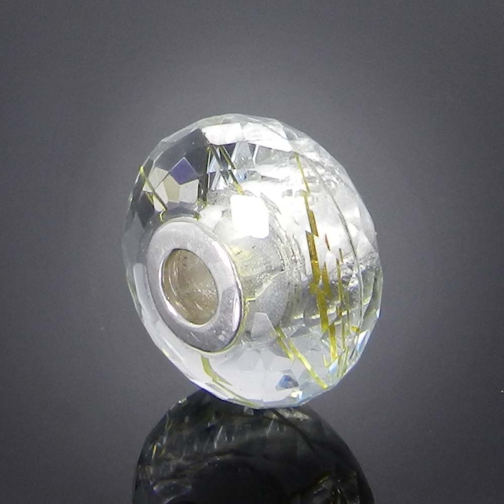 Syn Golden Rutile big hole gemstone silver core beads for bracelet making