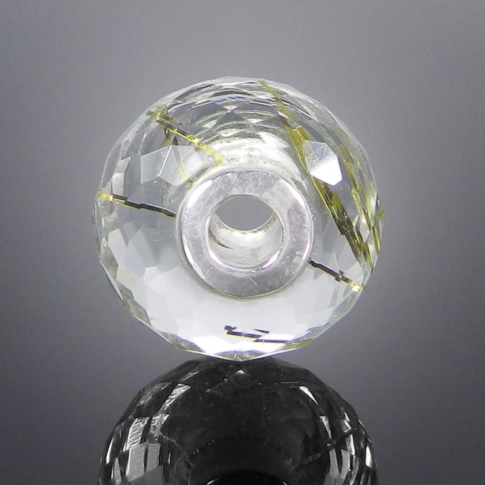 Syn Golden Rutile big hole gemstone silver core beads for bracelet making