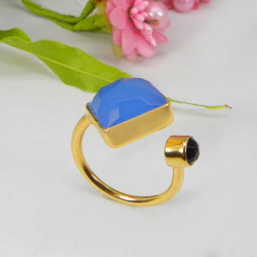 Trendy Collection Natural Rose Quartz Hydro amp Fuchsia Chalcedony Gemstone Ring Solid 925 Sterling Silver Ring Wedding Ring Vermeil Adjustable Ring