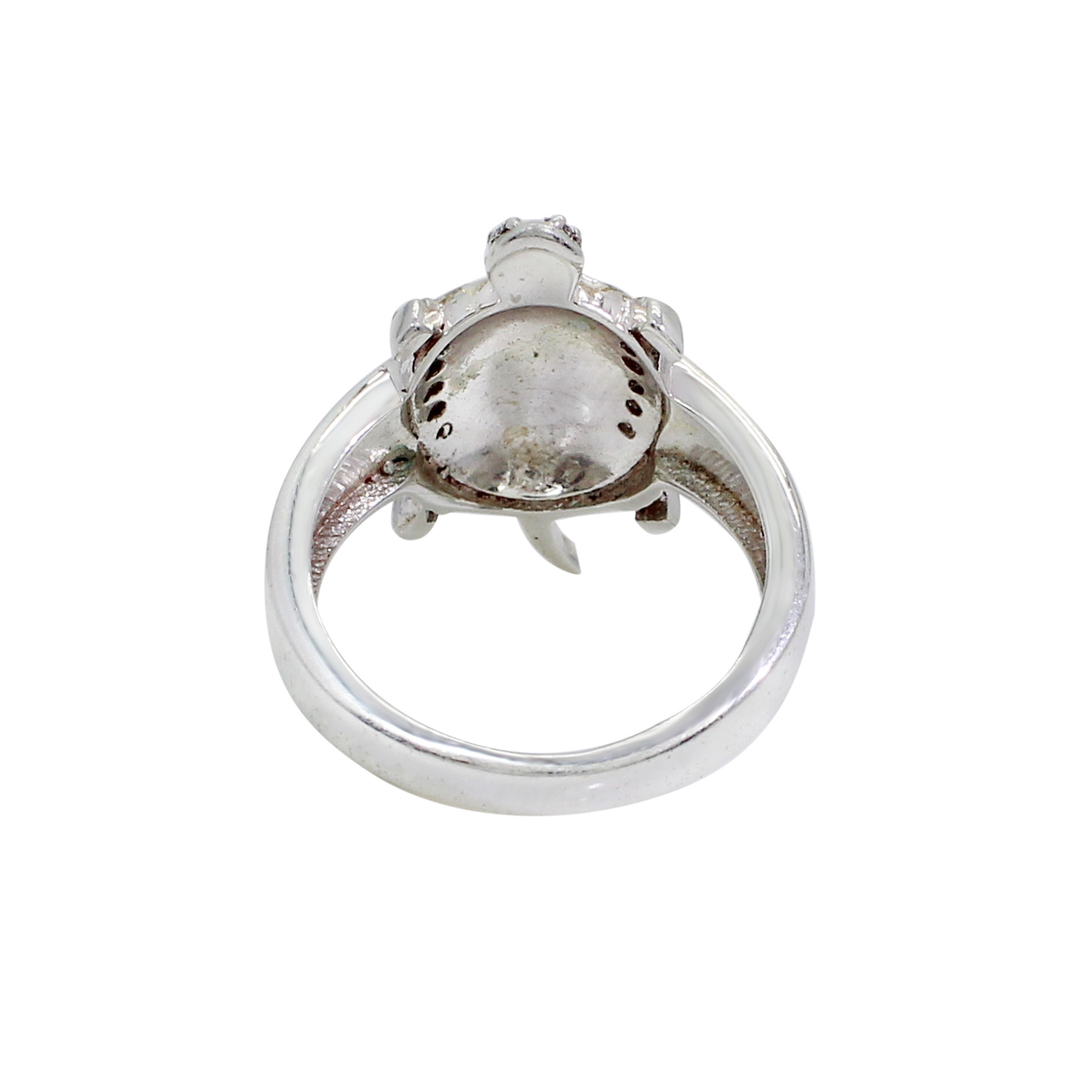 Trishul Om Swastik Tri-Sahkti Tortoise 925 Silver With CZ Stone Ring