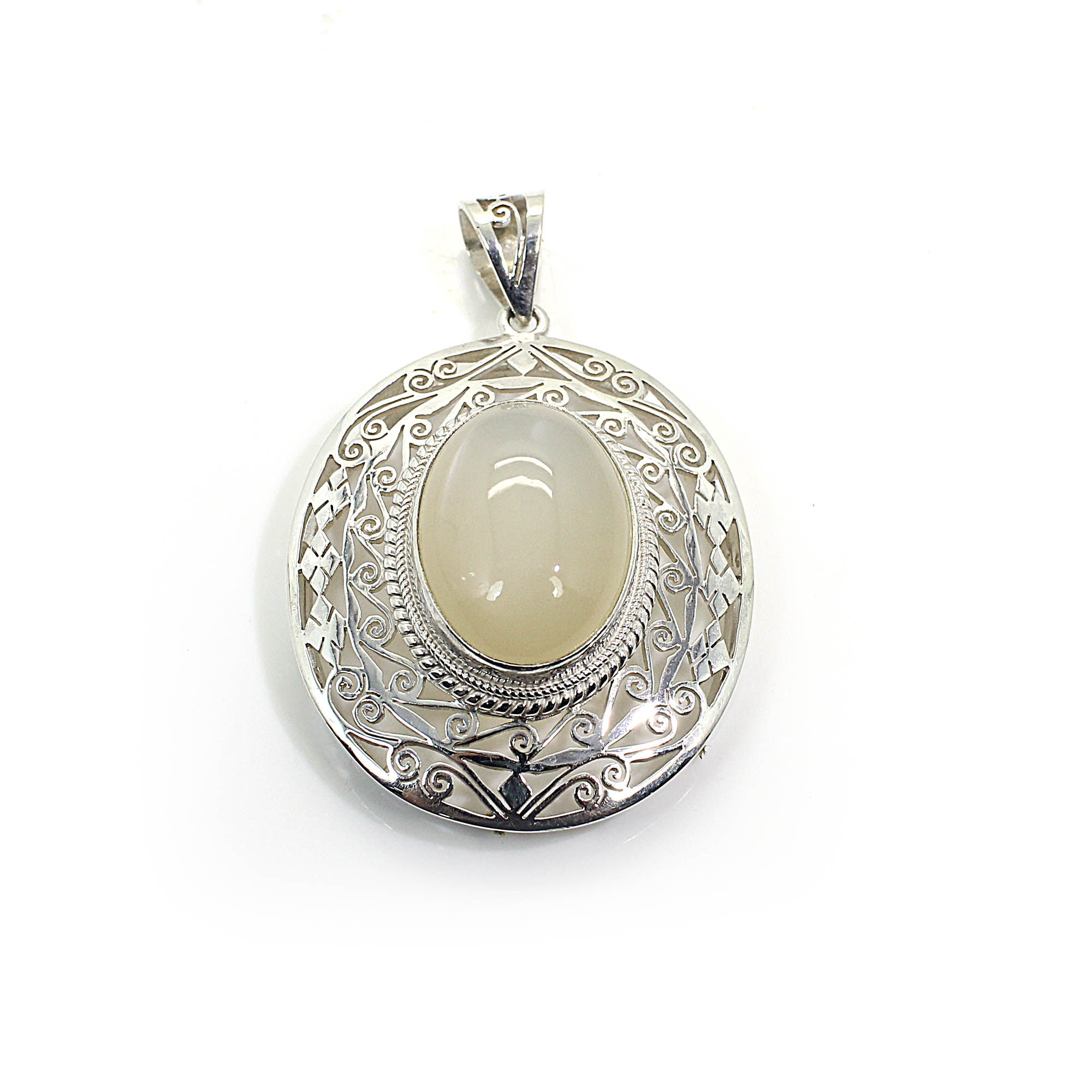 White Moonstone Silver Pendant