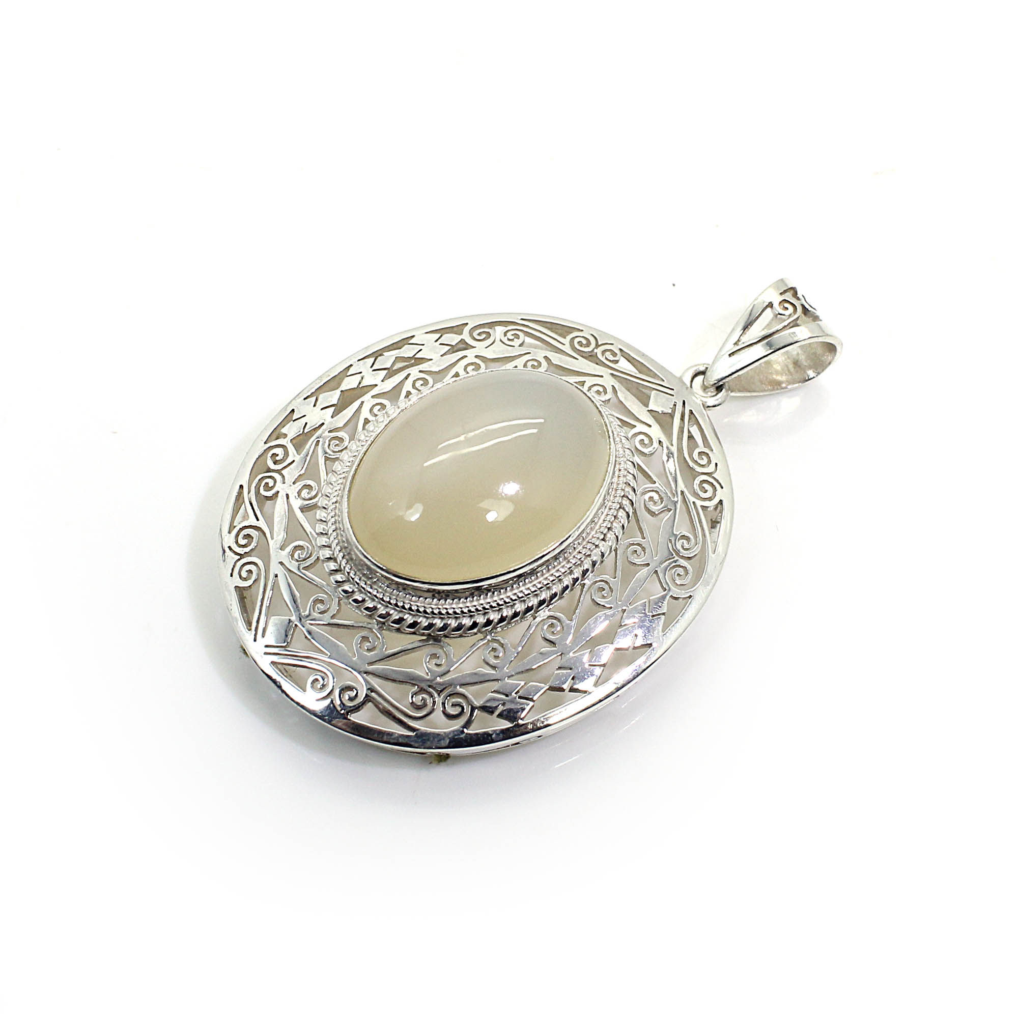 White Moonstone Silver Pendant