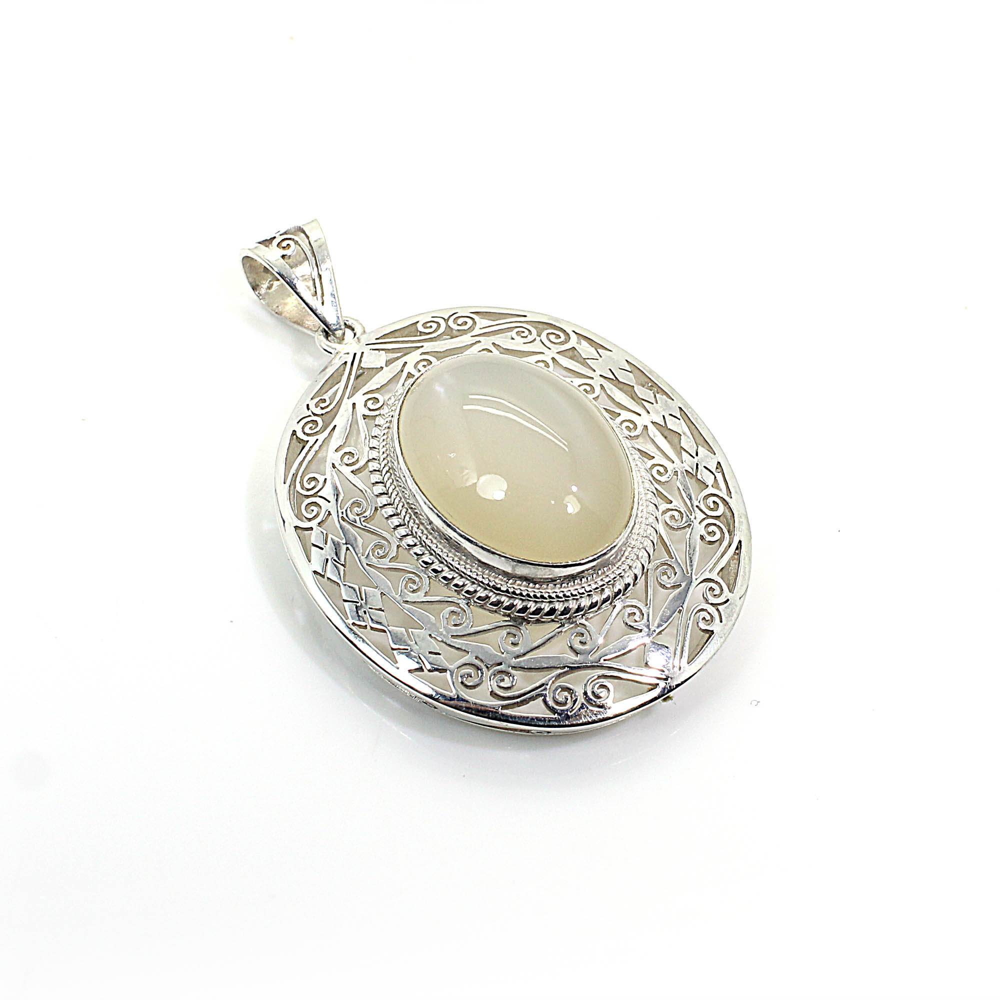 White Moonstone Silver Pendant