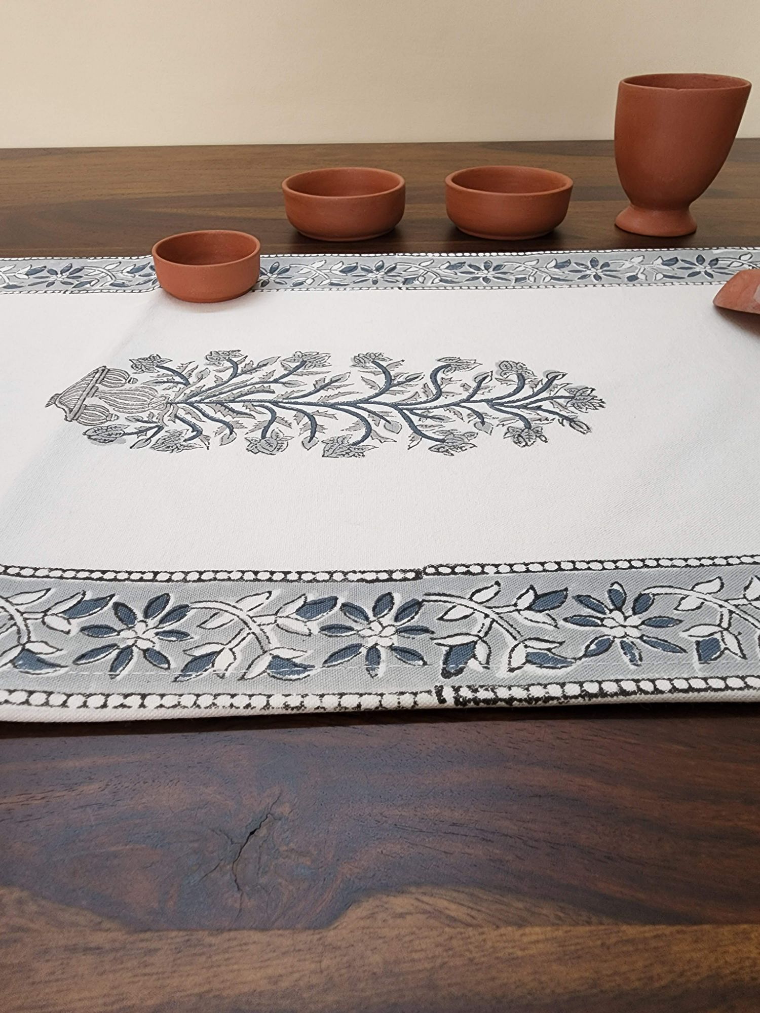 Naayaab Hand block Printed Canvas Cotton Table Runner Raga