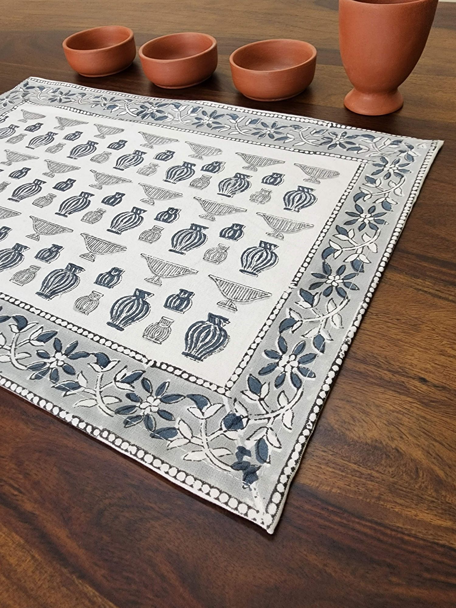 Taqreer Hand block Printed Cotton Canvas Placemat Raga
