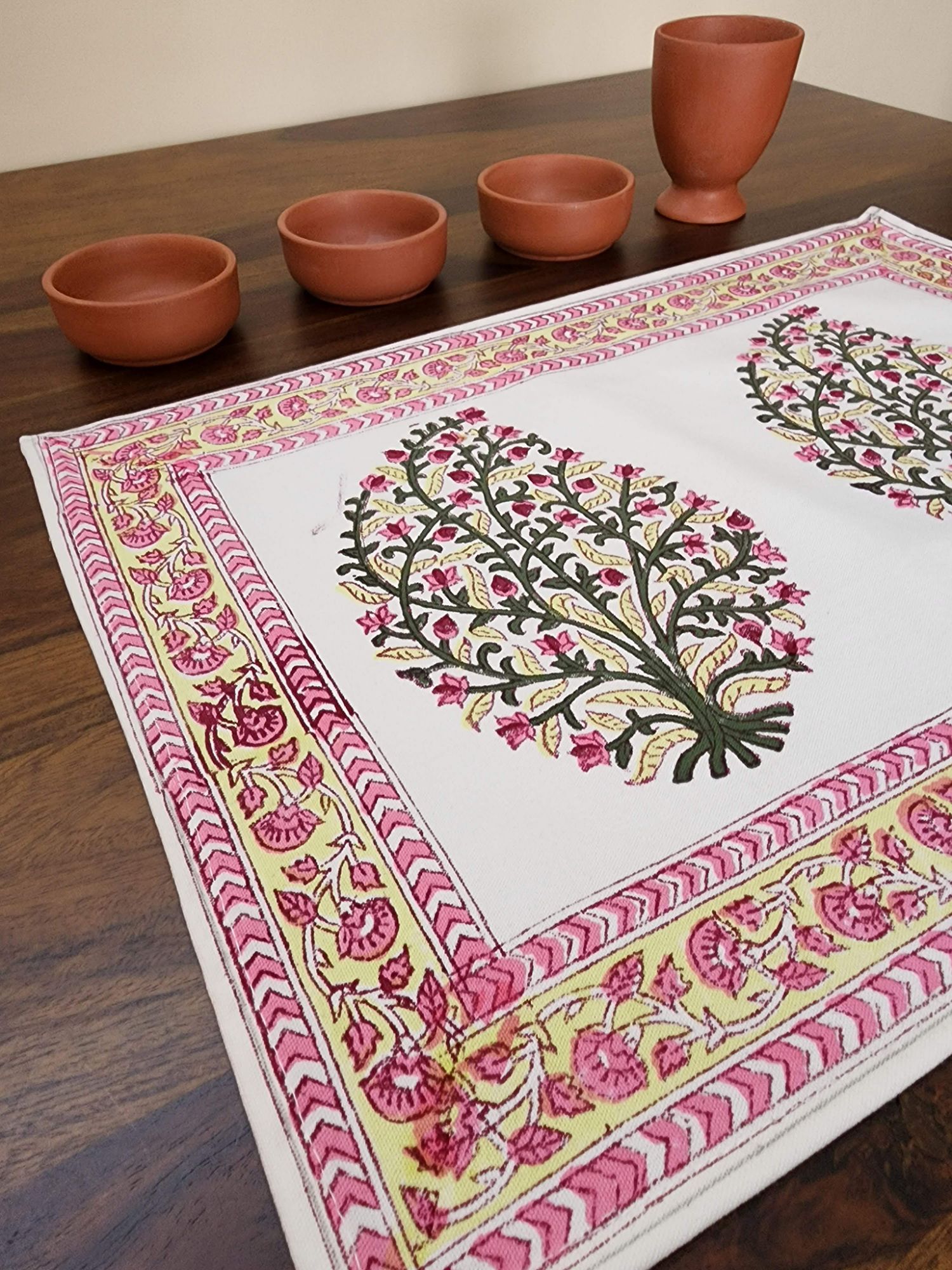 Taqreer Hand block Printed Cotton Canvas Placemat Nira