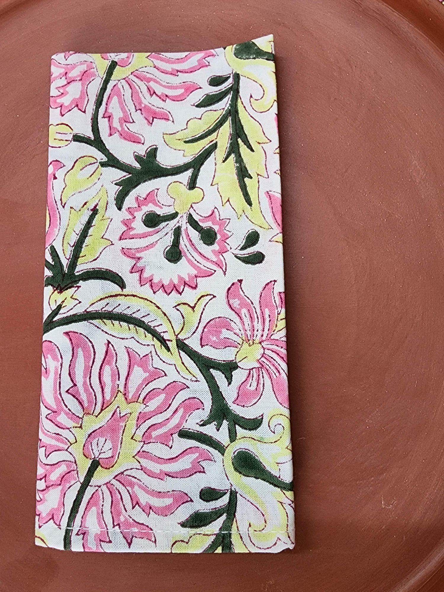 Ibtida Hand block Printed Cotton Napkins Nira