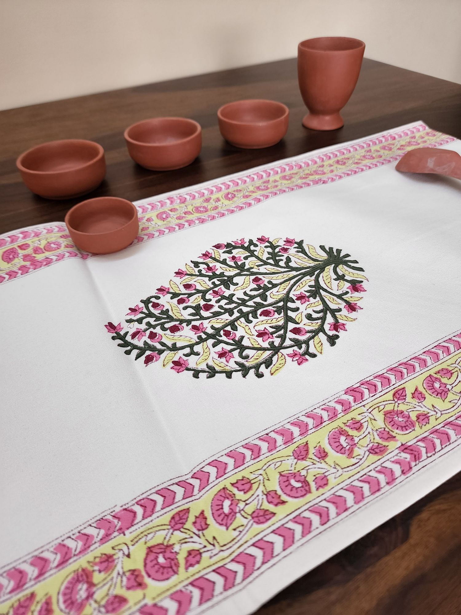 Naayaab Hand block Printed Canvas Cotton Table Runner Nira
