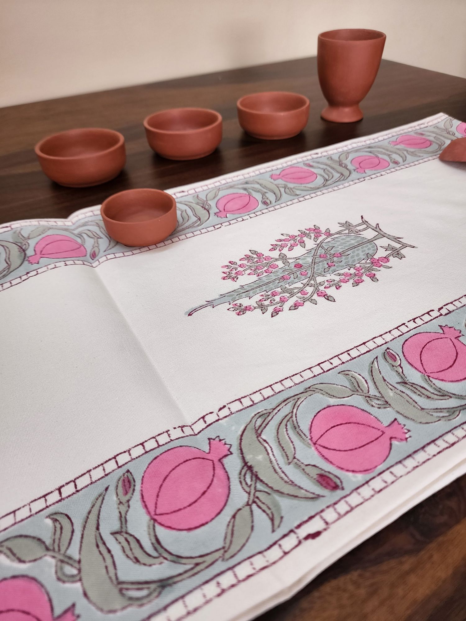 Naayaab Hand block Printed Canvas Cotton Table Runner Leher
