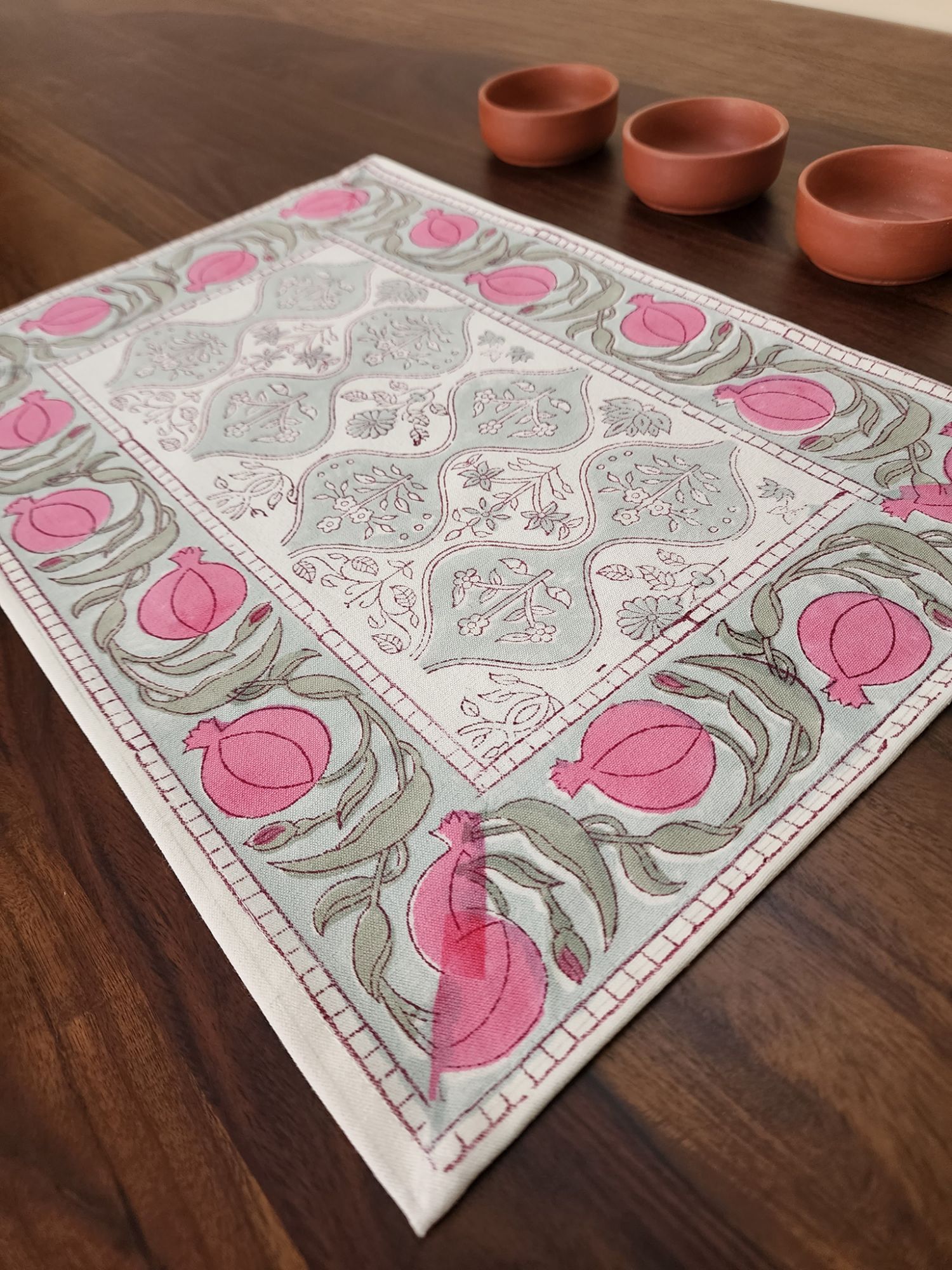 Taqreer Hand block Printed Cotton Canvas Placemat Leher