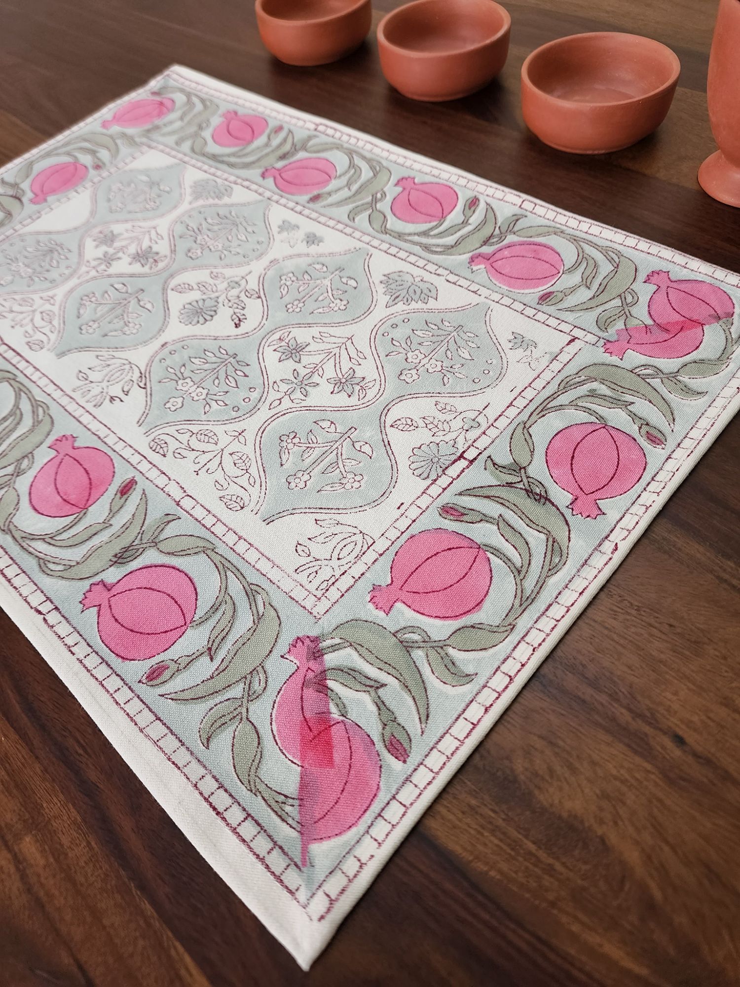 Taqreer Hand block Printed Cotton Canvas Placemat Leher