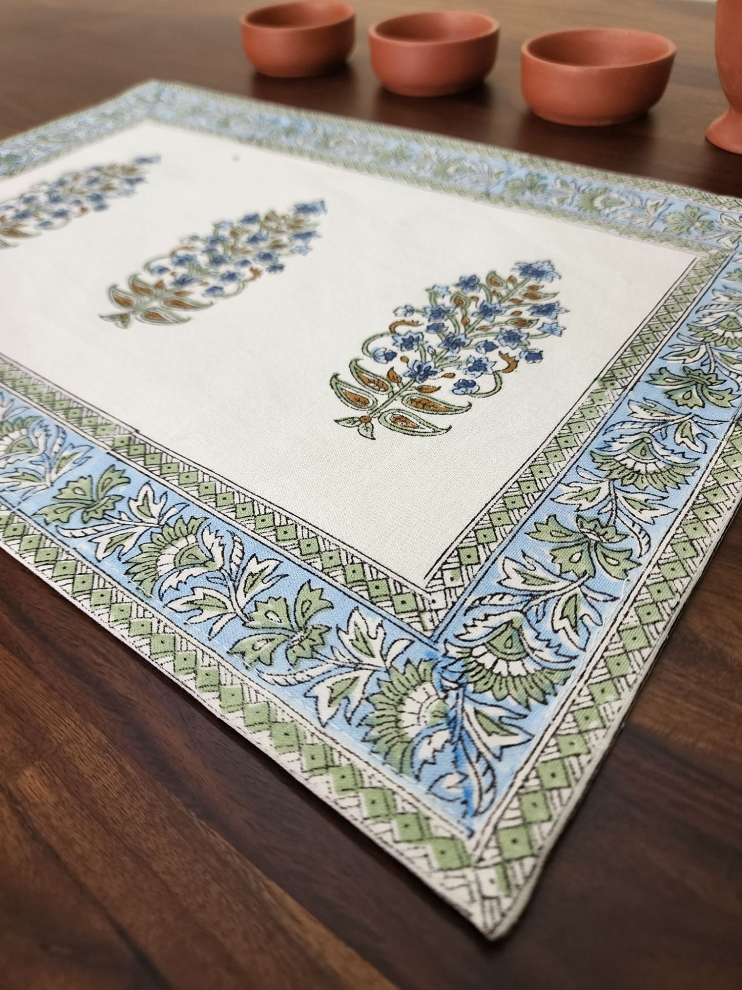 Taqreer Hand block Printed Cotton Canvas Placemat Leher