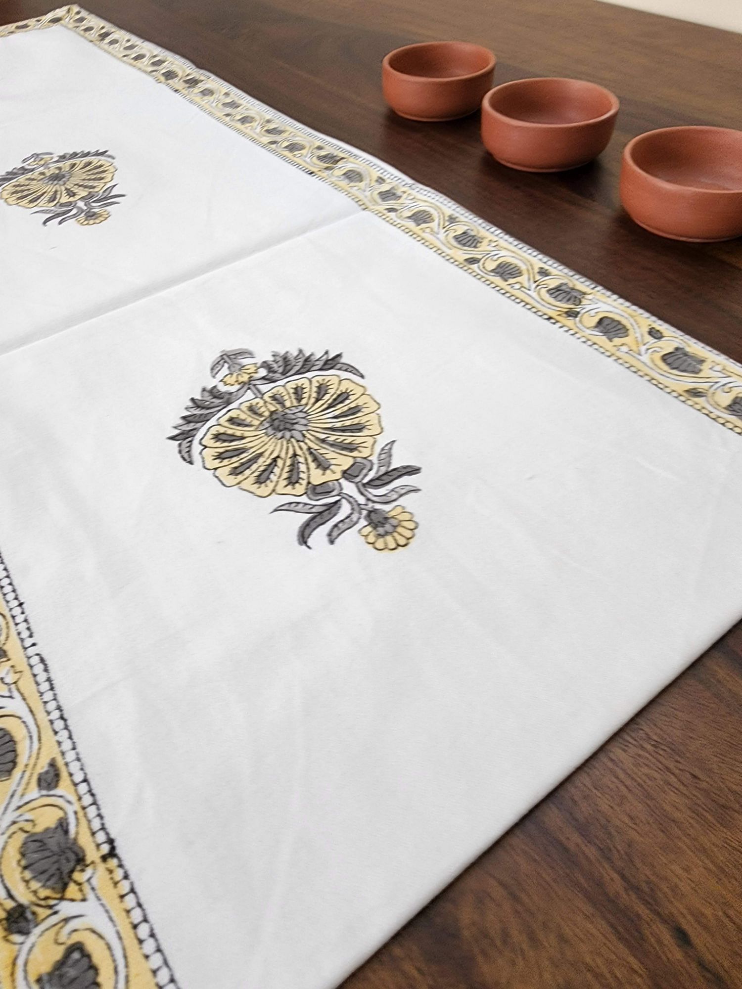 Naayaab Hand block Printed Canvas Cotton Table Runner Kumud