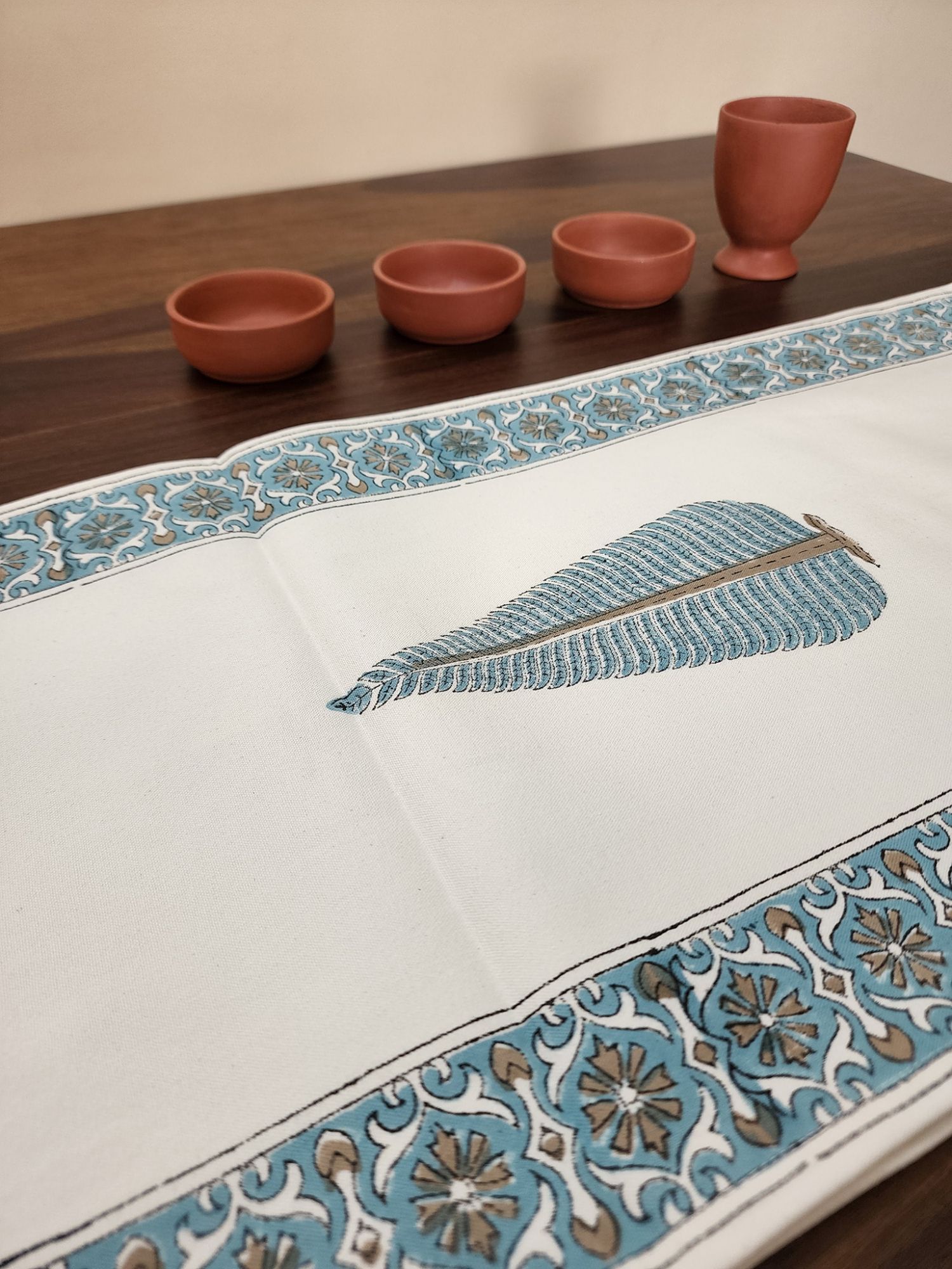 Naayaab Hand block Printed Canvas Cotton Table Runner Soni