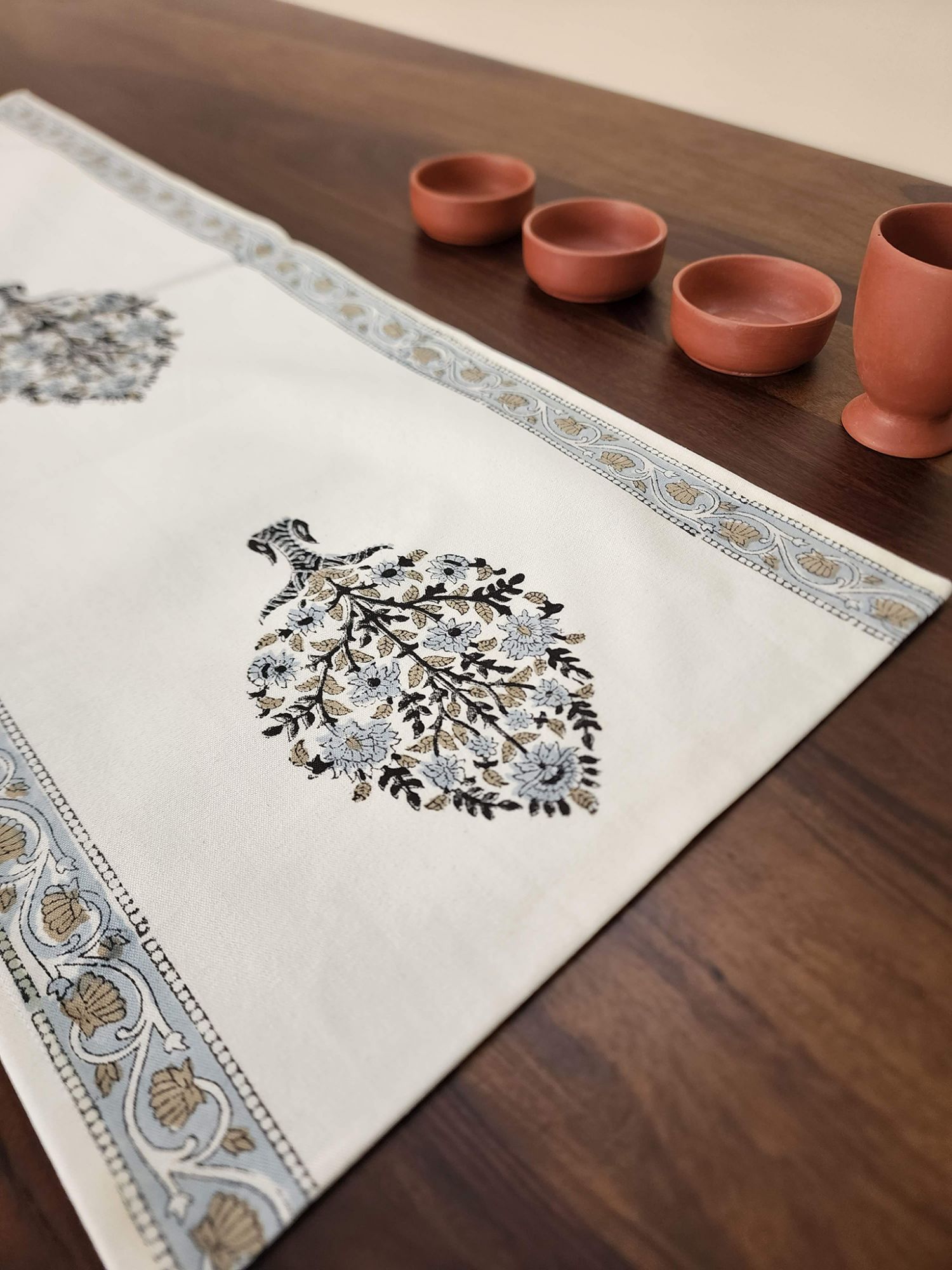 Naayaab Hand block Printed Canvas Cotton Table Runner Prakriti