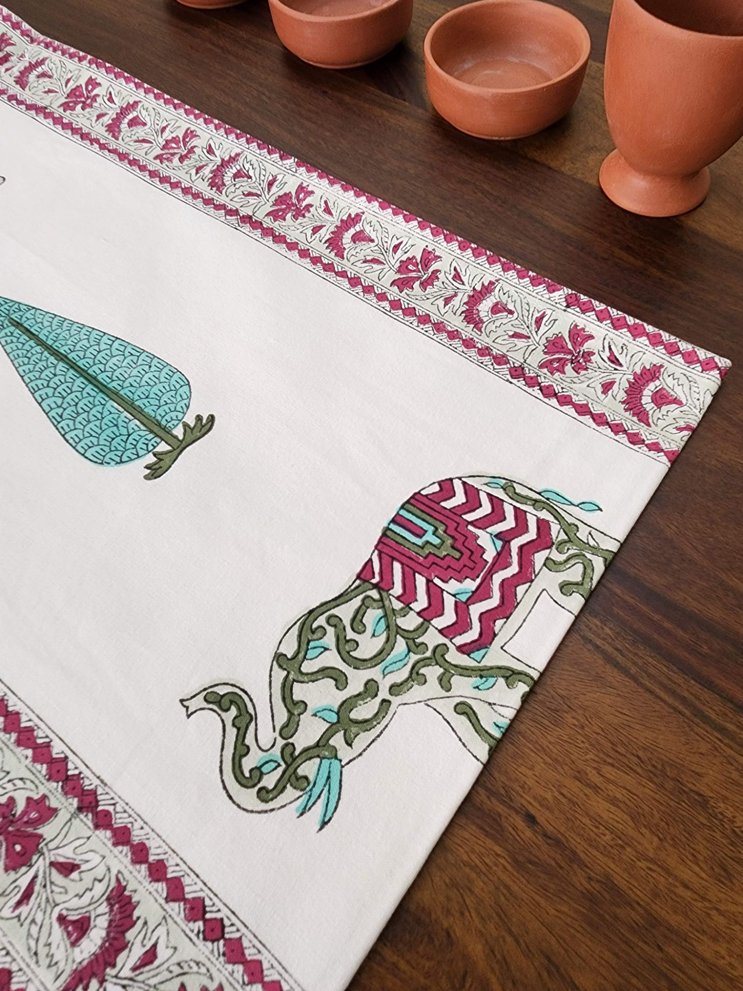 Naayaab Hand block Printed Canvas Cotton Table Runner Palki