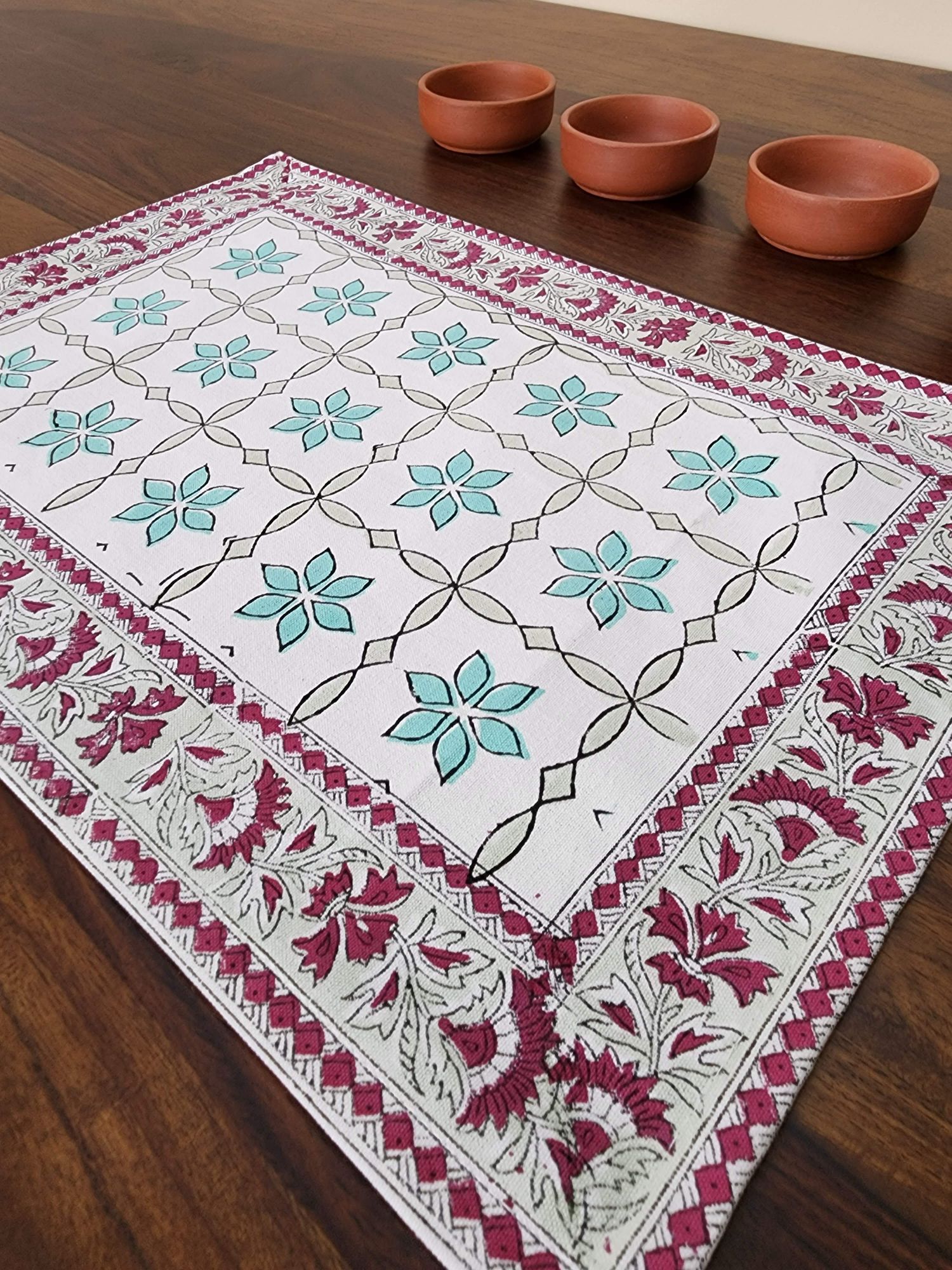 Taqreer Hand block Printed Cotton Canvas Placemat Tara