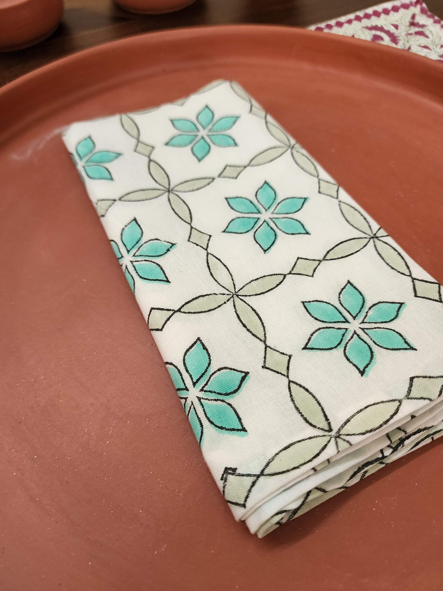 Ibtida Hand block Printed Cotton Napkins Tara