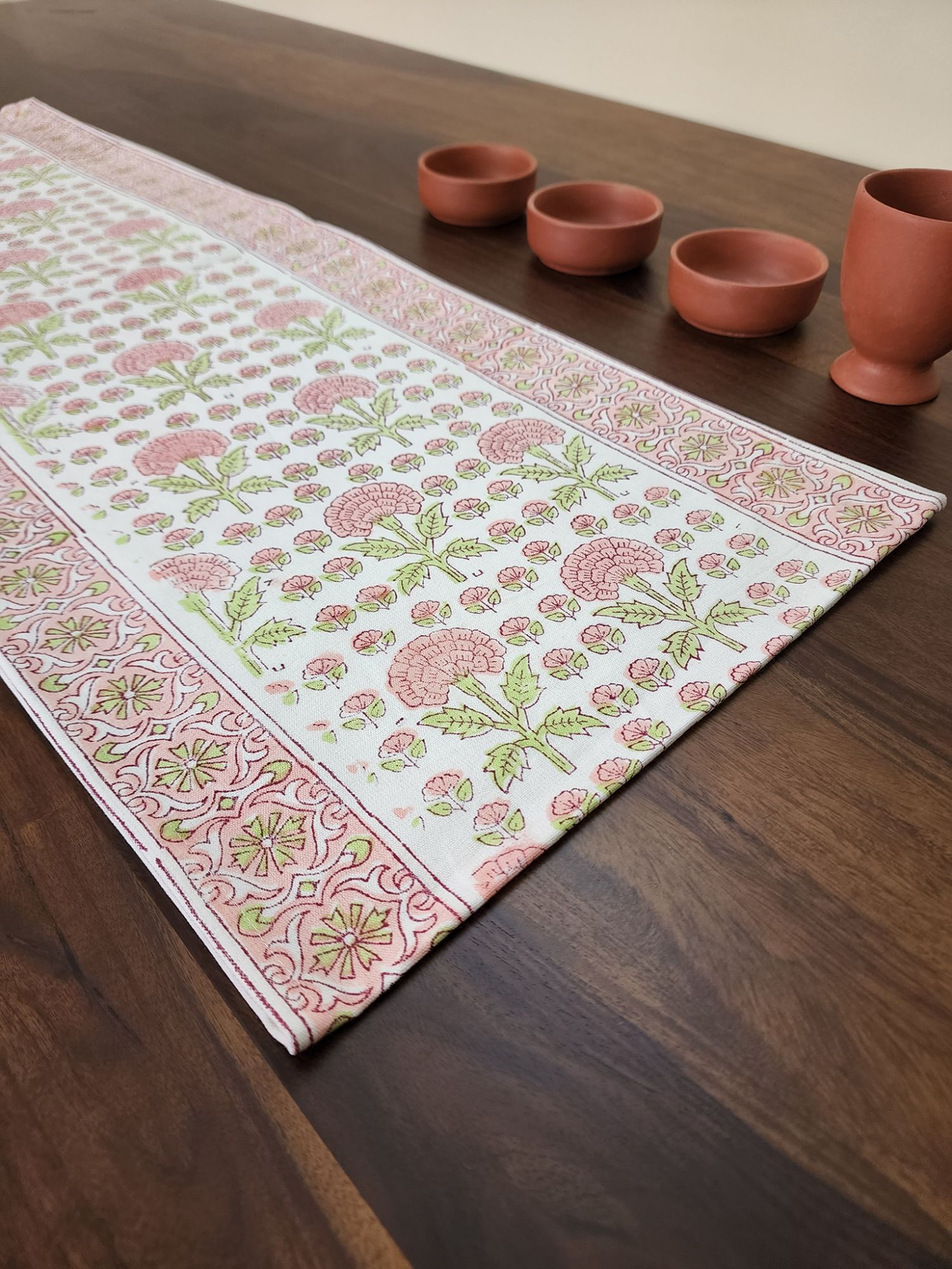 Naayaab Hand block Printed Canvas Cotton Table Runner Suhana