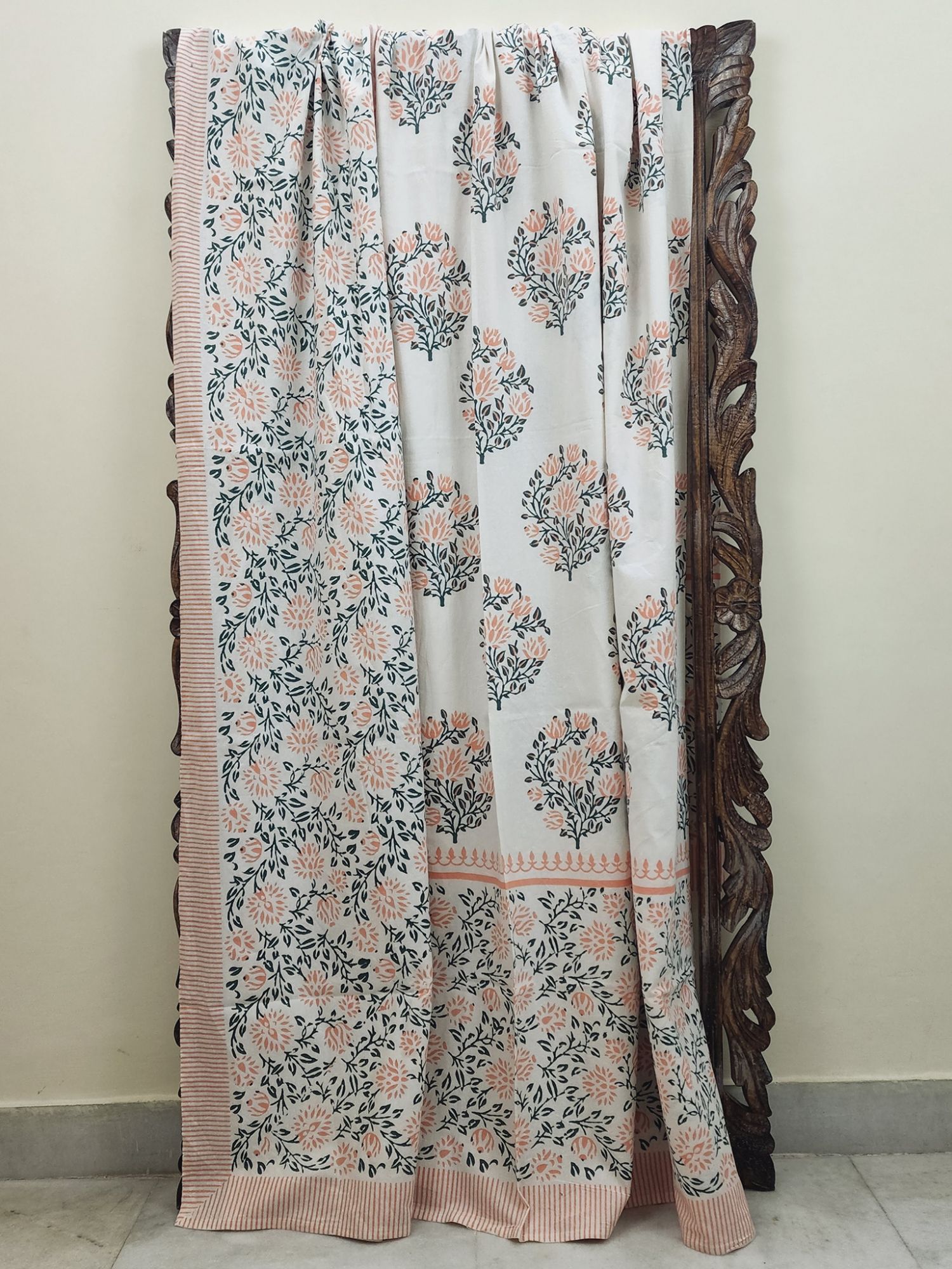 Aabaad Naubahar Pure Cotton Hand block Printed Super Kingsize Bedsheet