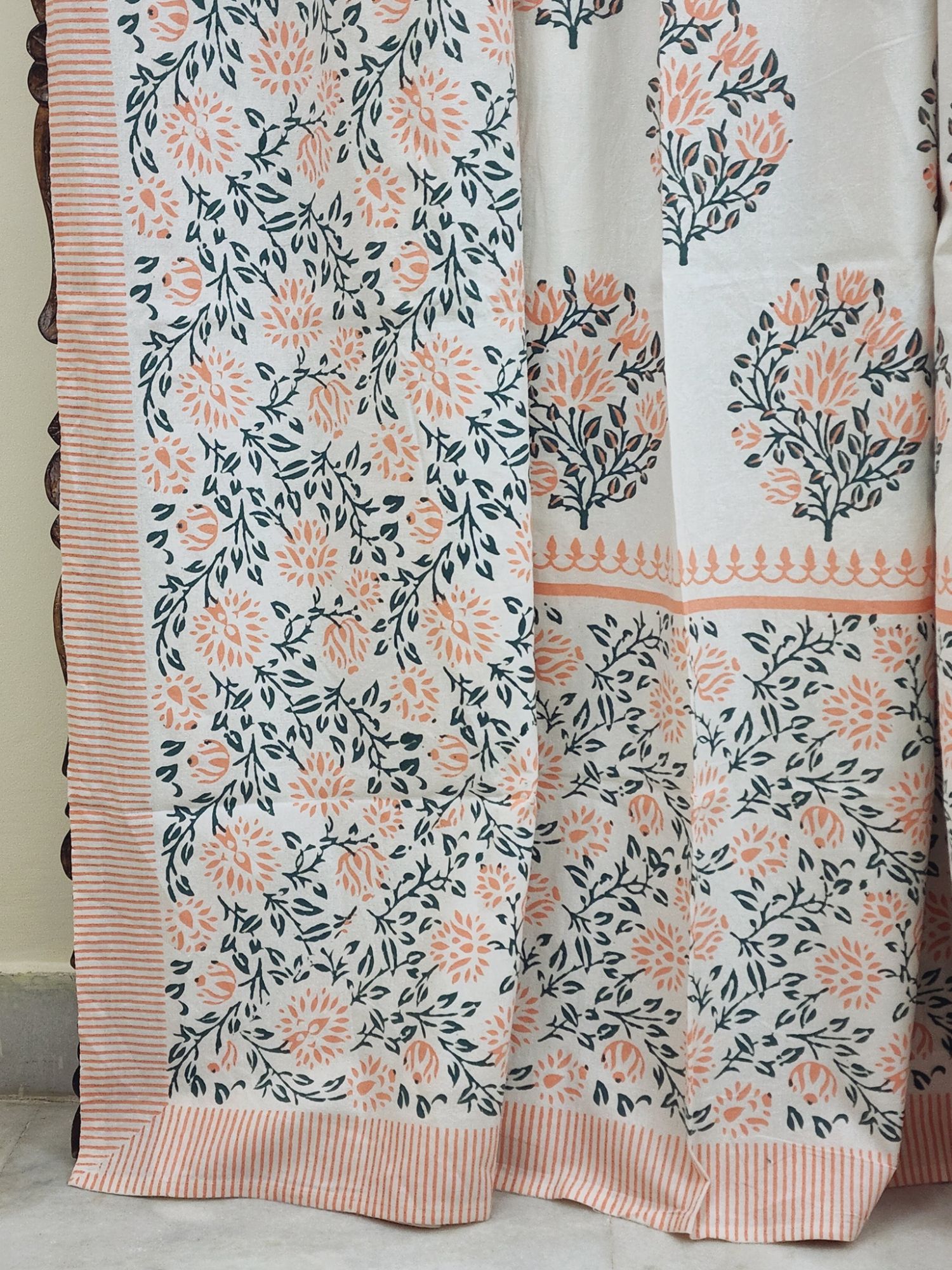 Aabaad Naubahar Pure Cotton Hand block Printed Super Kingsize Bedsheet