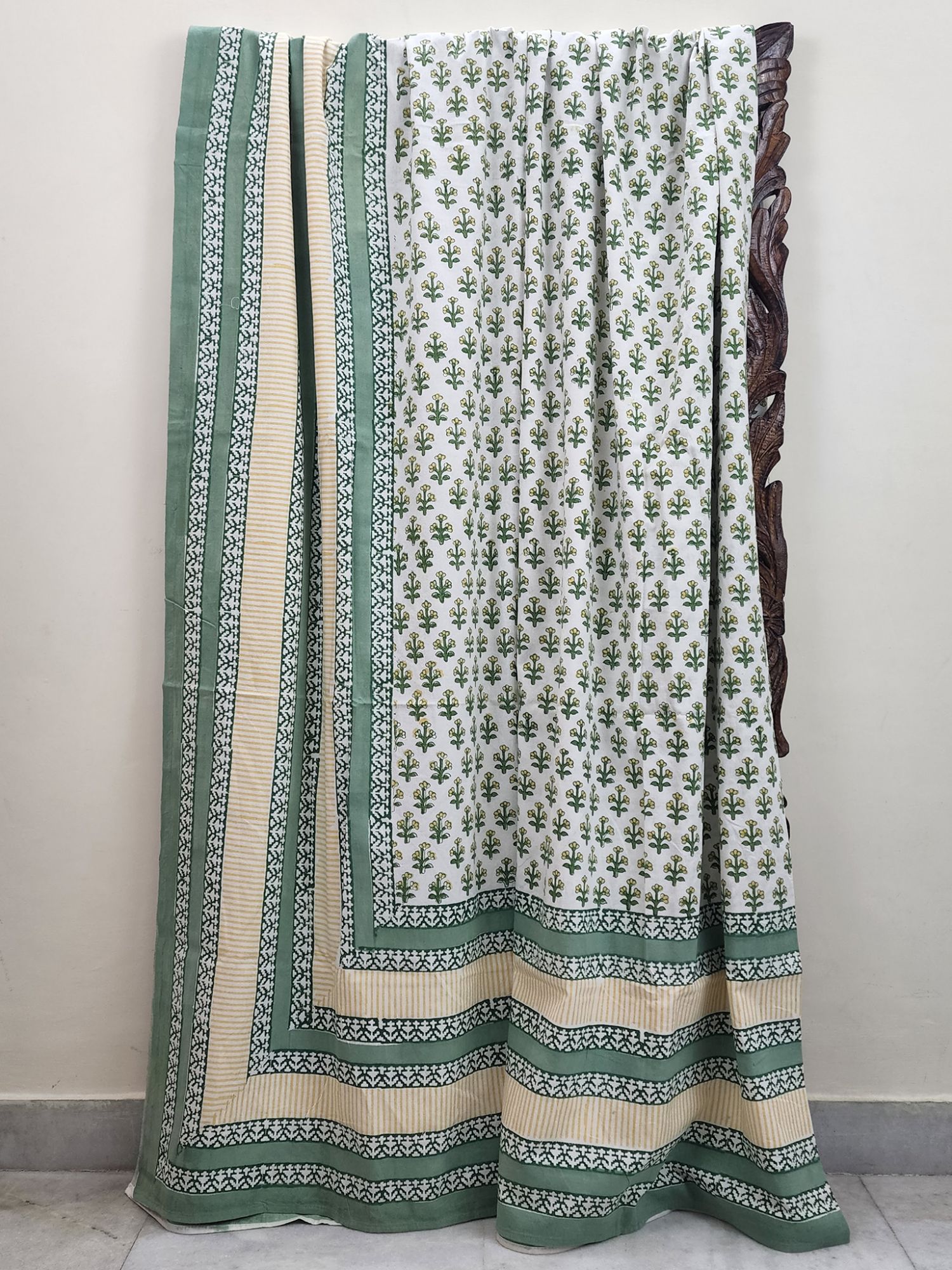 Aabaad Laghu Pure Cotton Hand block Printed Super Kingsize Bedsheet